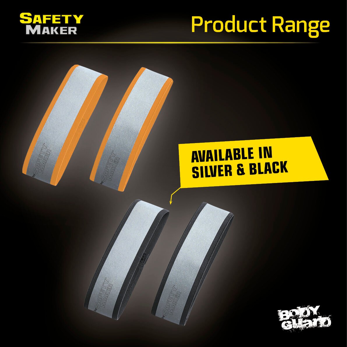 reflector band in silver / orange - 1 pair