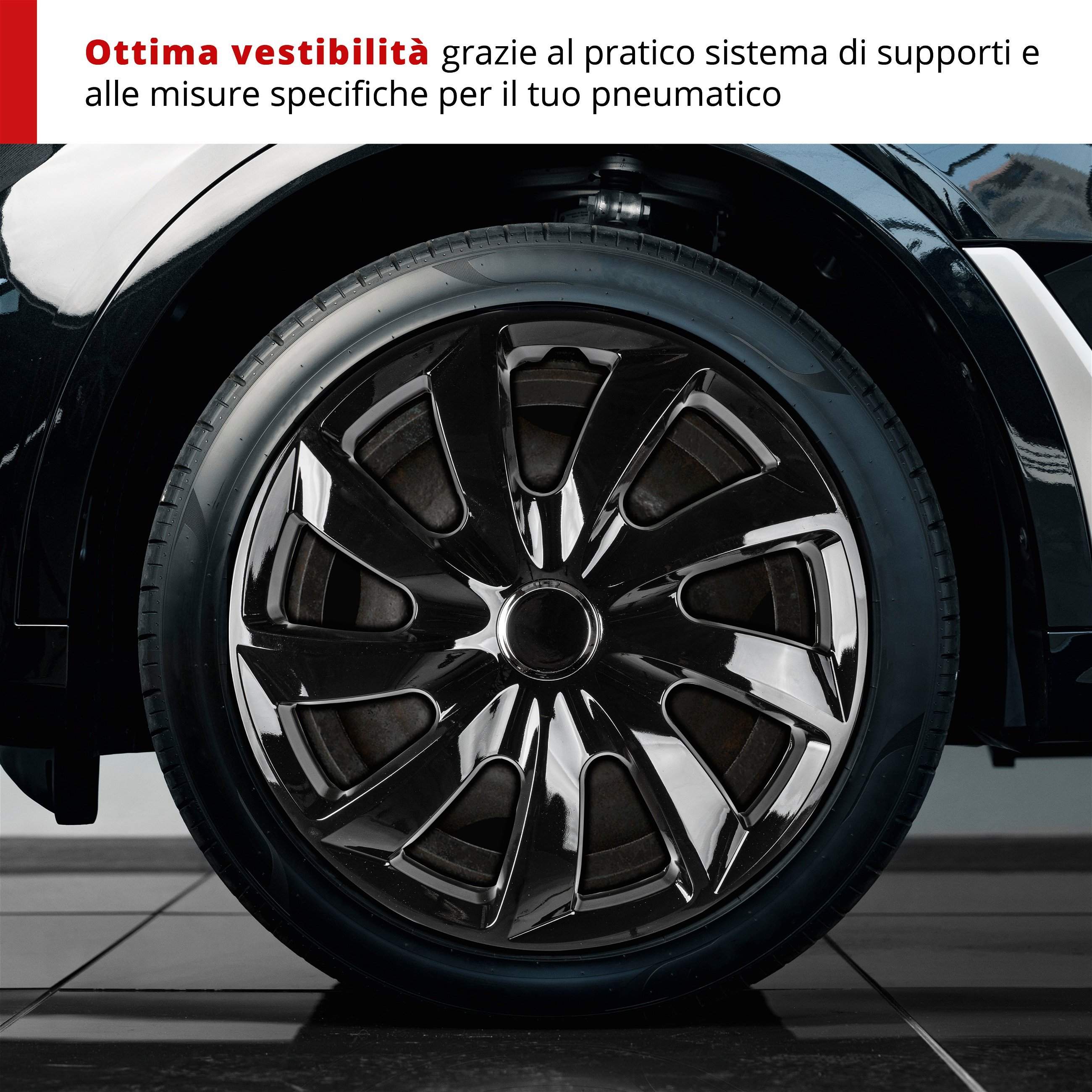 Copricerchi Turbine 15", 4 pezzo nero