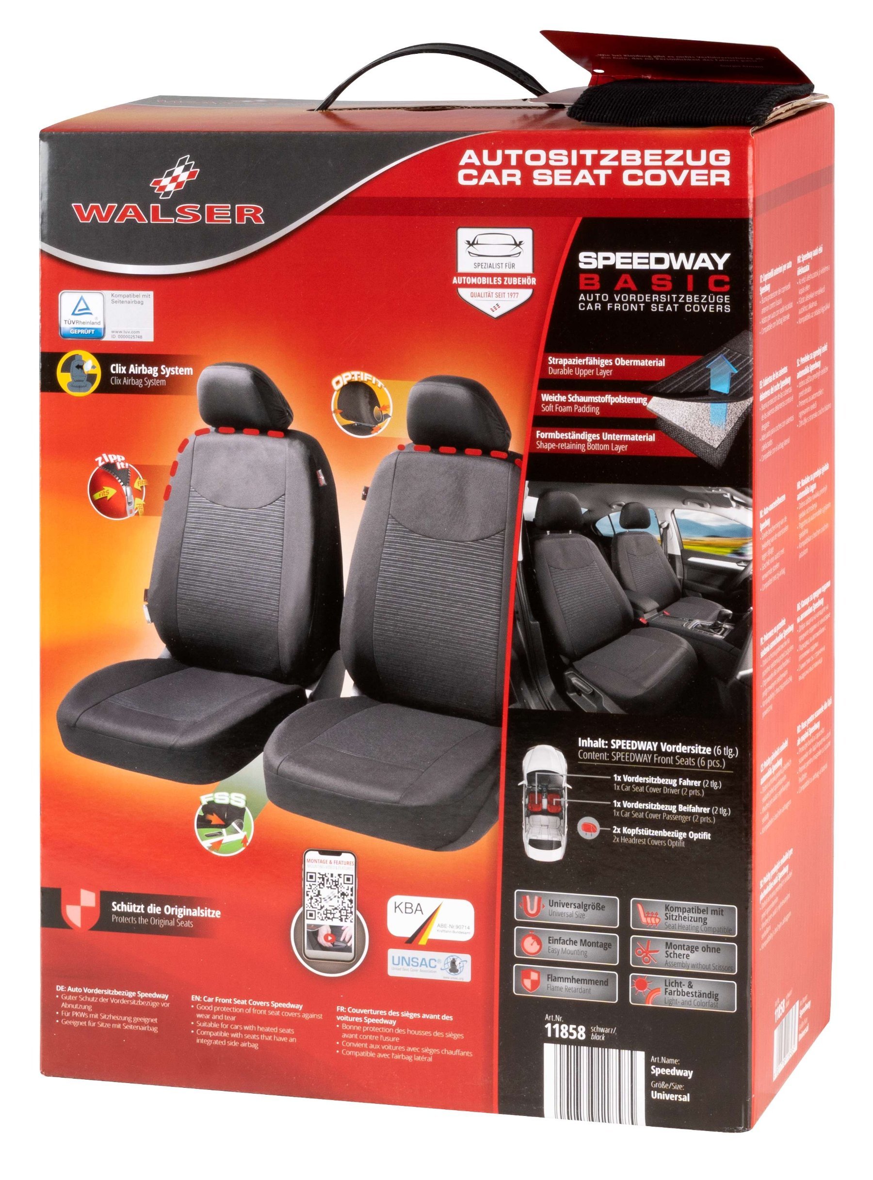 ZIPP IT Car seat covers Speedway for two front seats with zip-system black