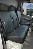 Passform Sitzbezug aus Kunstleder kompatibel mit VW Crafter, Mercedes Sprinter, Einzelsitz Armlehne innen & Doppelbank klappbar