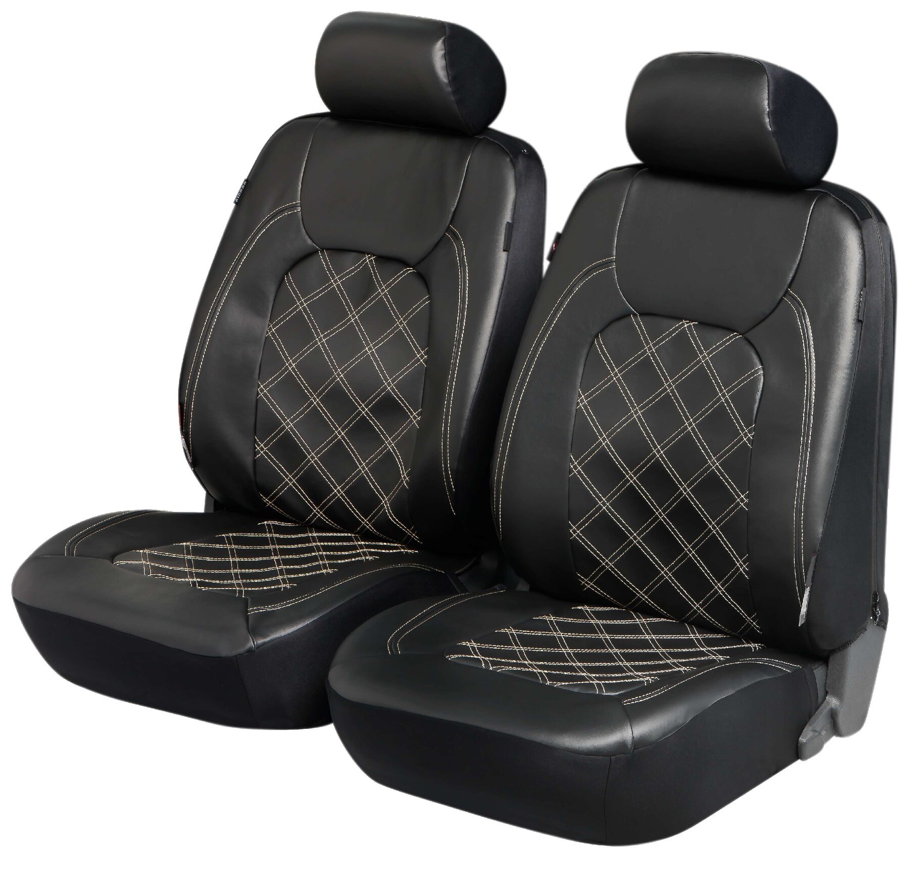 Deluxe Auto stoelbeschermer Paddington met Zipper ZIPP-IT Autostoelhoes, 2 stoelbeschermer voor voorstoel Kunstleer zwart 11978