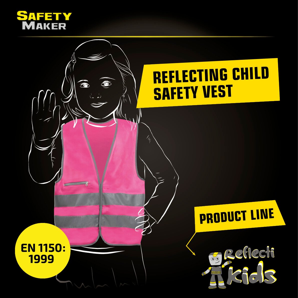 Safety vest 3-6 years pink