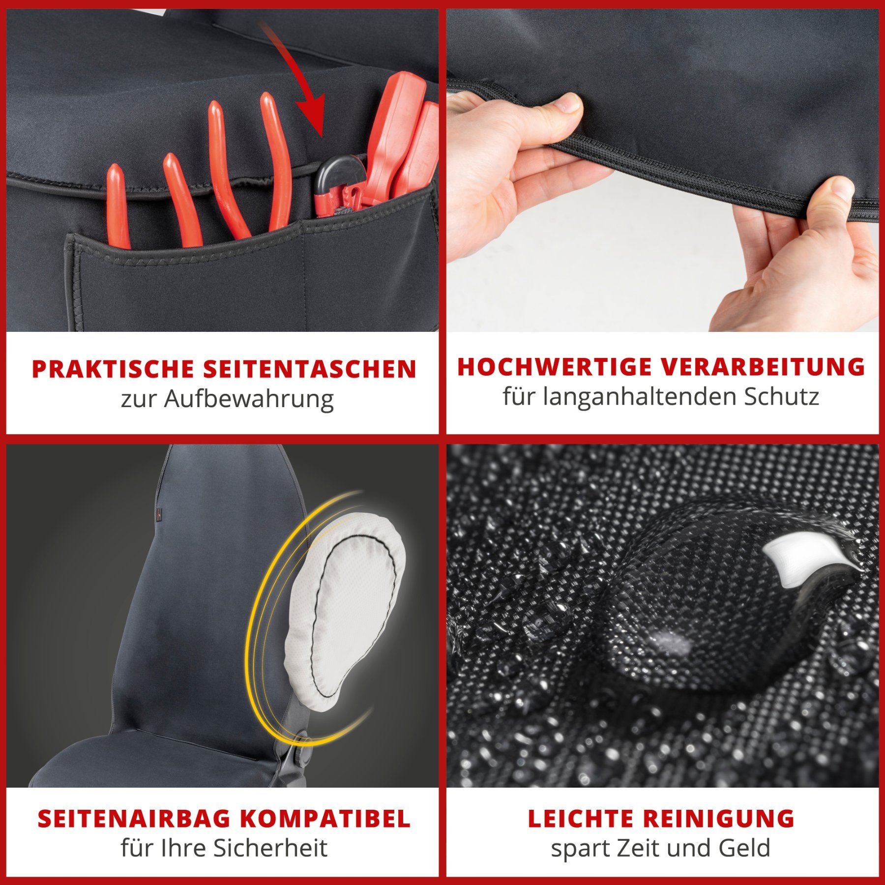 PKW Sitzauflage Neopren, Auto-Sitzaufleger für Vordersitz, schwarz