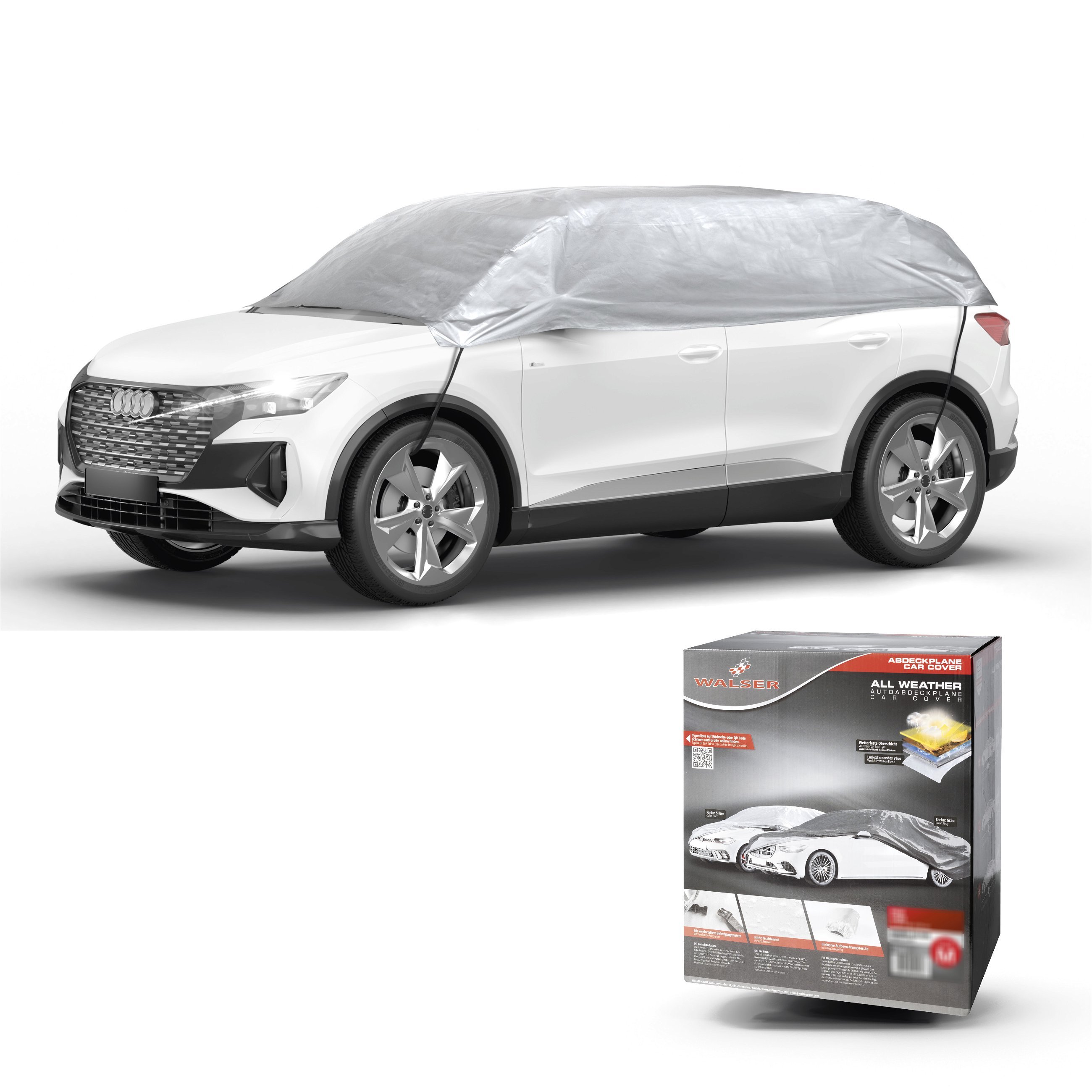 Dekzeil voor auto All Weather Basic, autozeil halve garage maat XL zilver