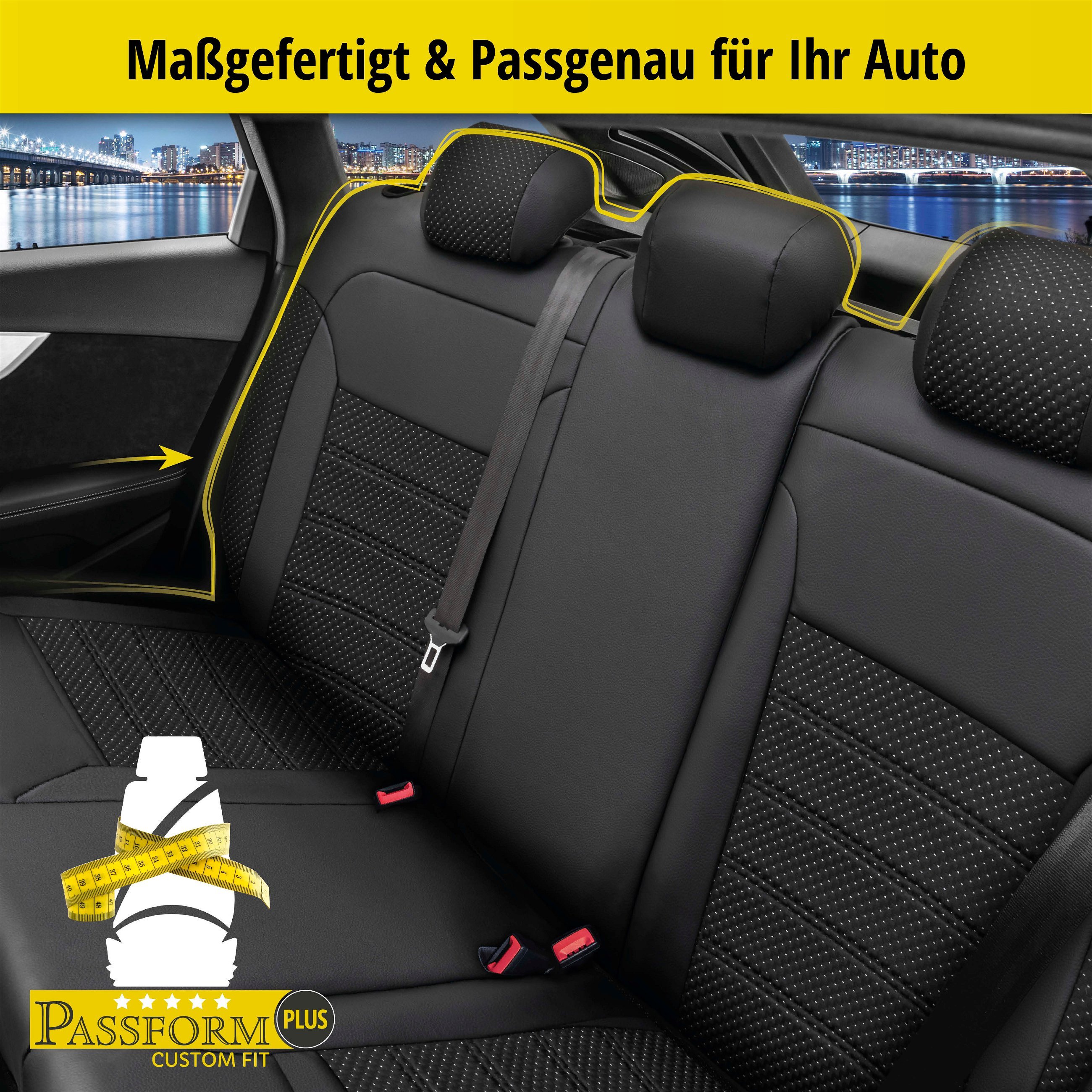 Passform Sitzbezug Torino für VW Passat Trendline 2015-Heute, 1 Rücksitzbankbezug für Normalsitze
