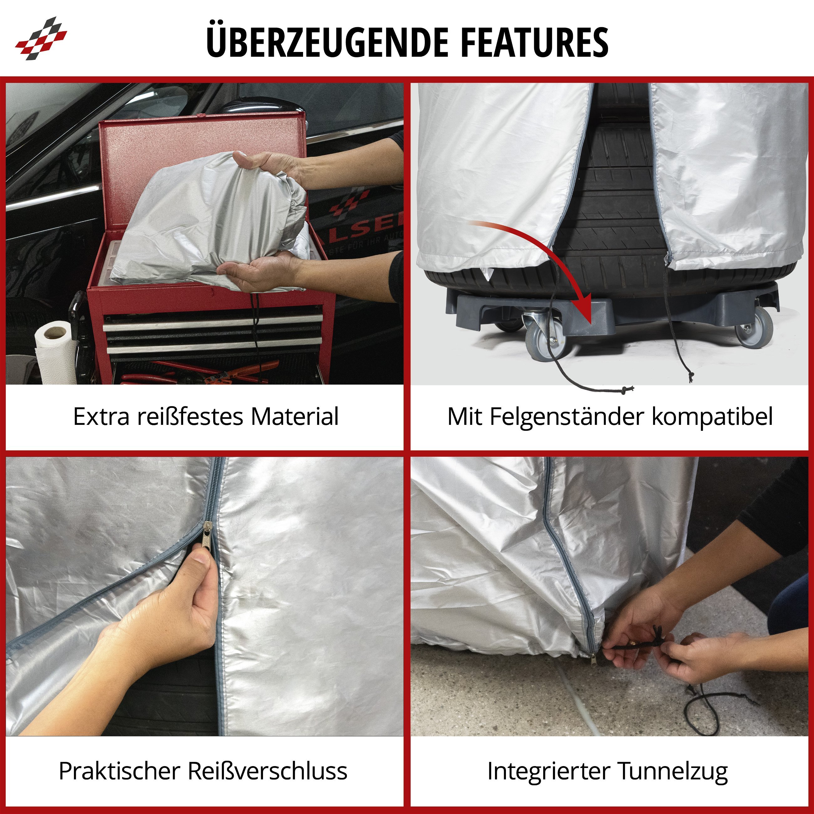 AMSXNOO Reifentaschen Reifentasche für 4 Autoreifen, Ø80cm x H120cm  Wasserdicht UV-Schutz ​reifensack Tasche Autorädertaschen Eifenabdeckung  Auto Reifen Reifenschutz ​ für 16-21 Zoll Durchmesser : : Auto &  Motorrad