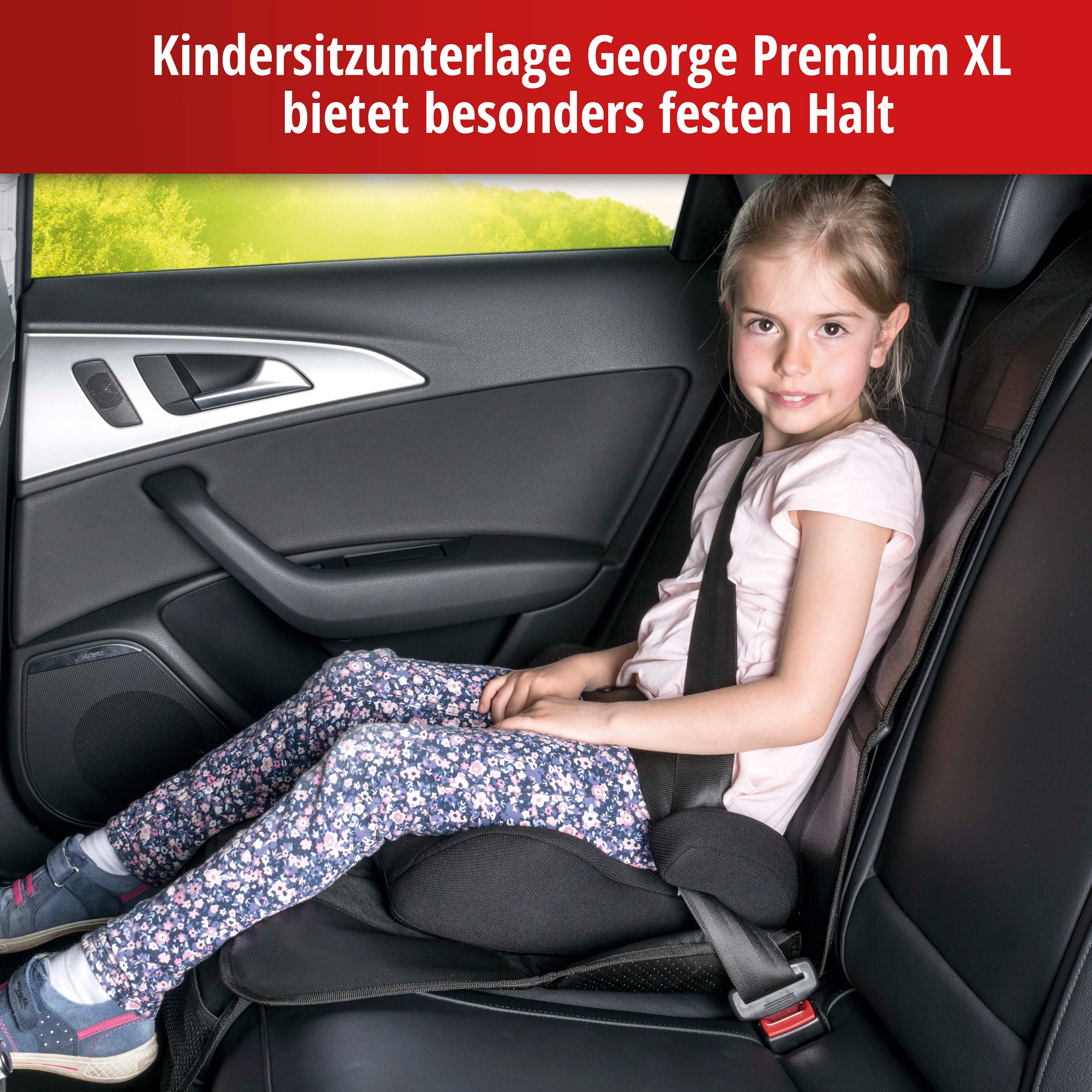 Kindersitzunterlage George Premium XL, Schutzunterlage Kindersitz schwarz