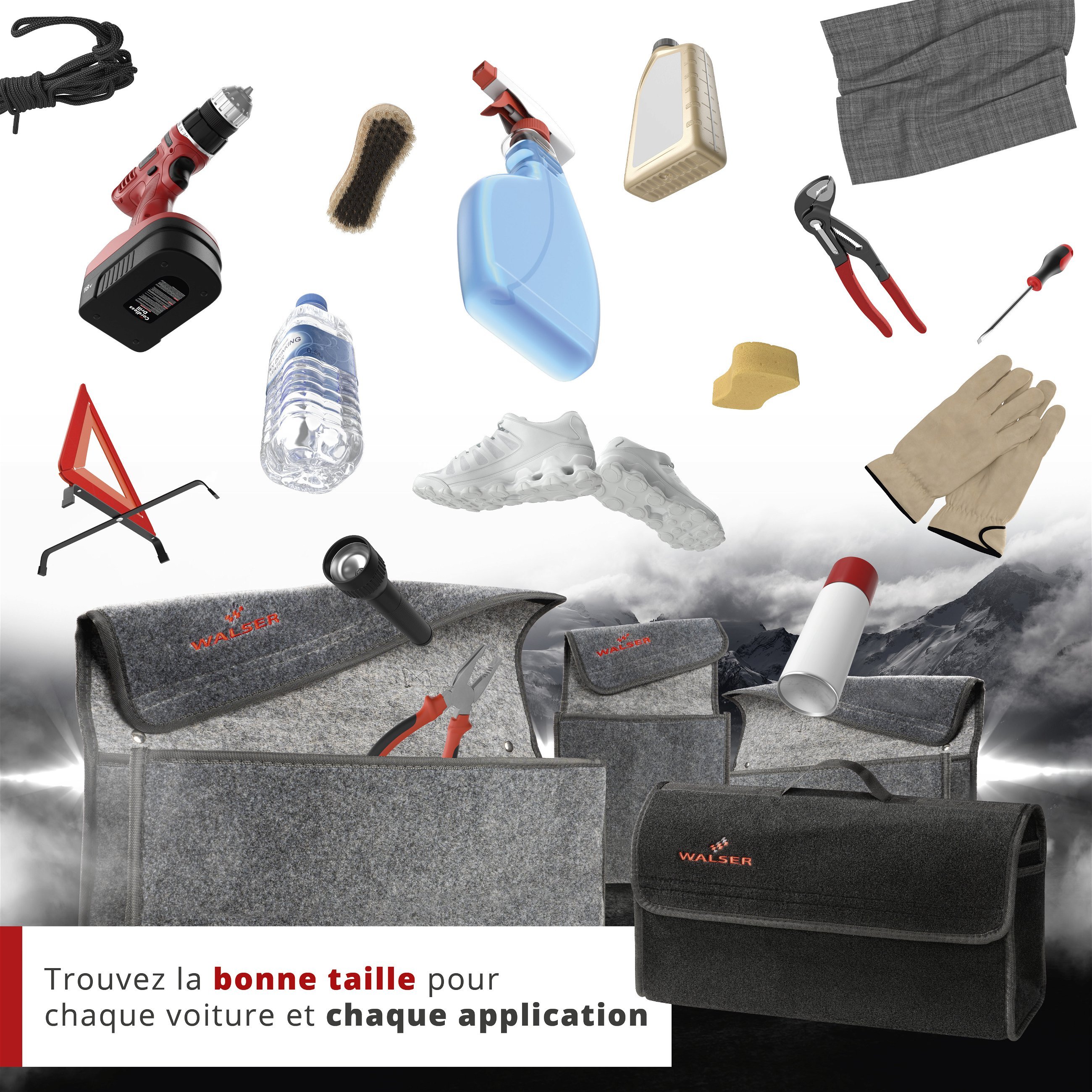 Sac de coffre Toolbag taille S, sac de rangement pour voiture noir 28x14x28cm