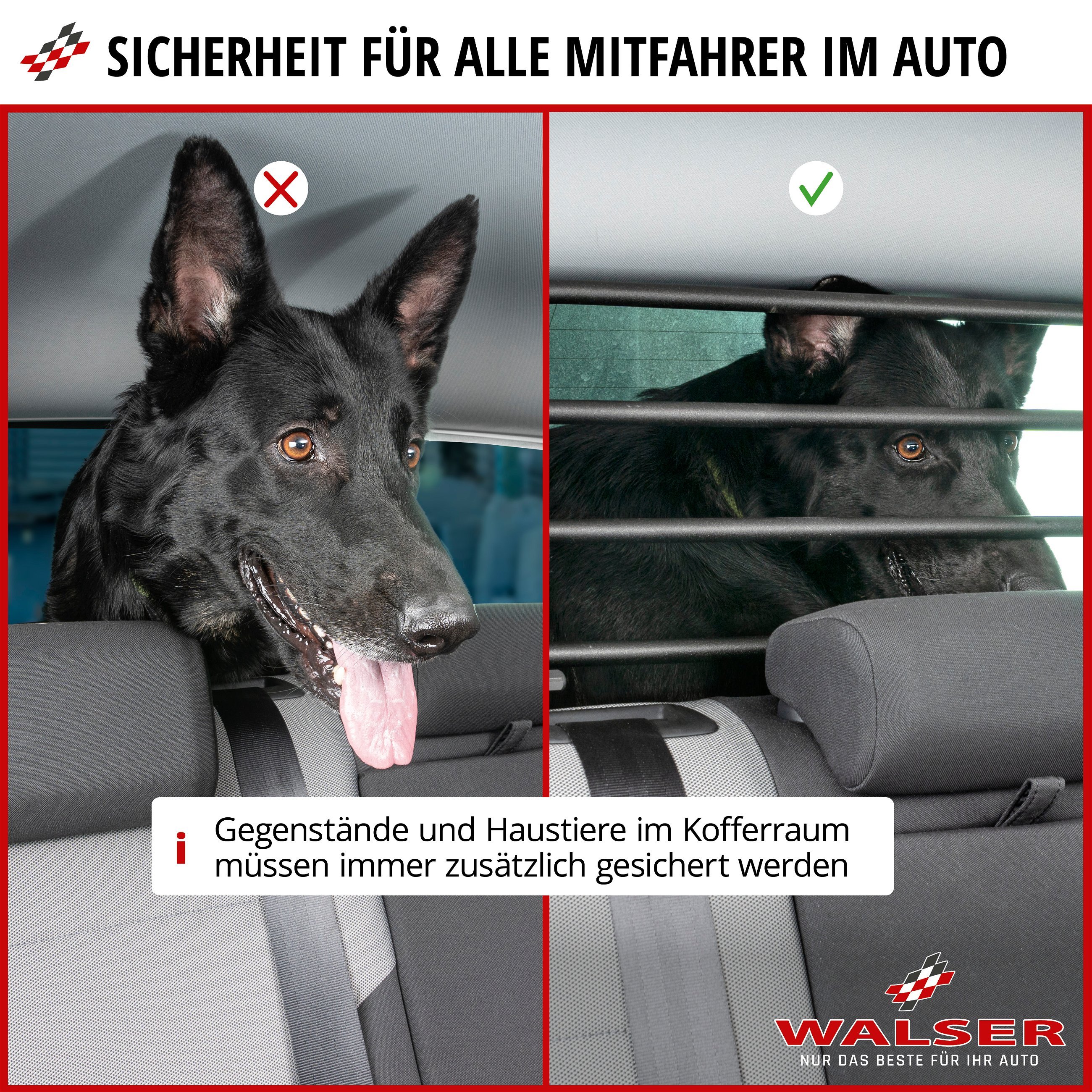 Dog Guard, protezione per cani con rete in nylon, protezione per auto nera, dimensione 12 - 1190x220mm