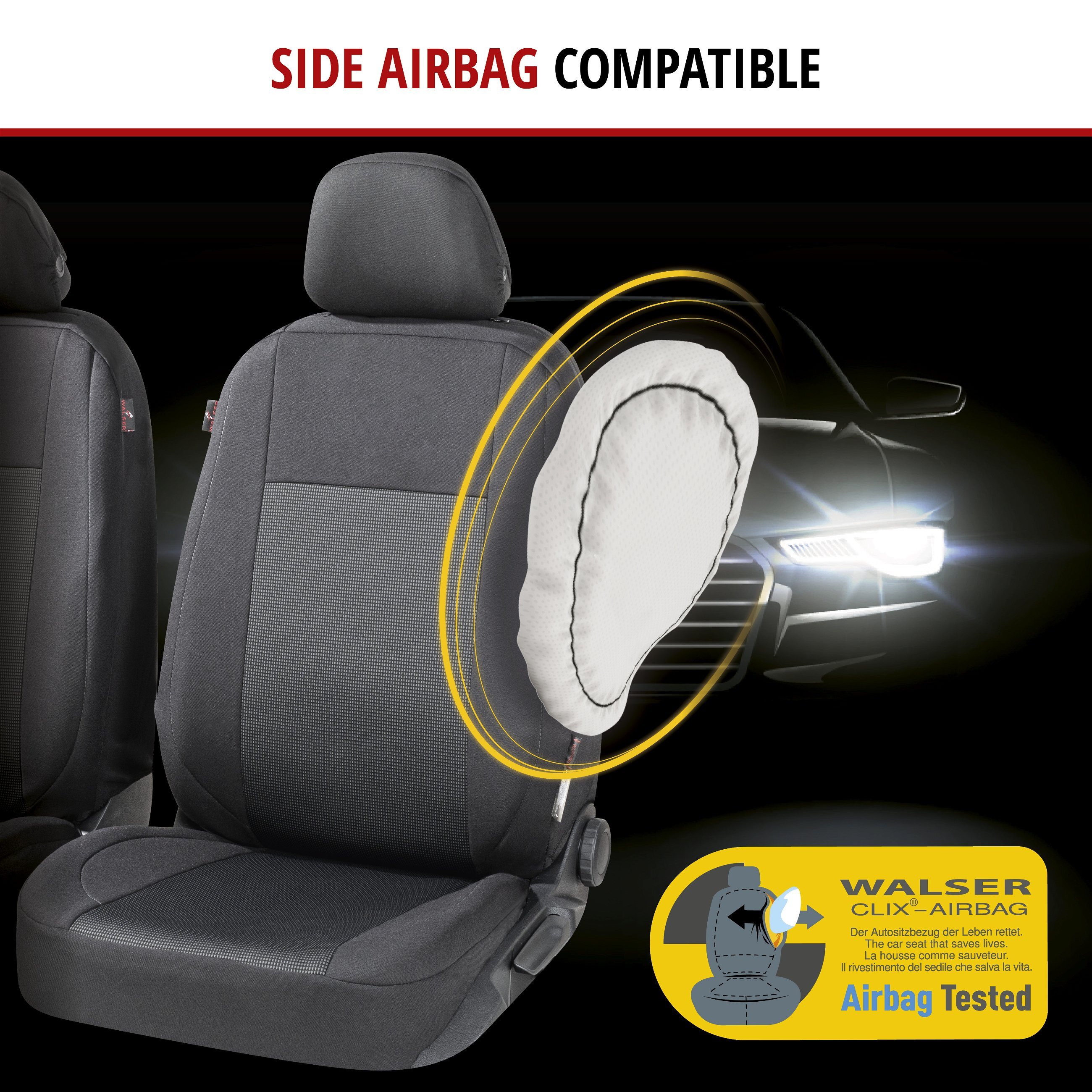 ZIPP IT Premium Car seat covers Ardwell complete set with zip-system black/grey