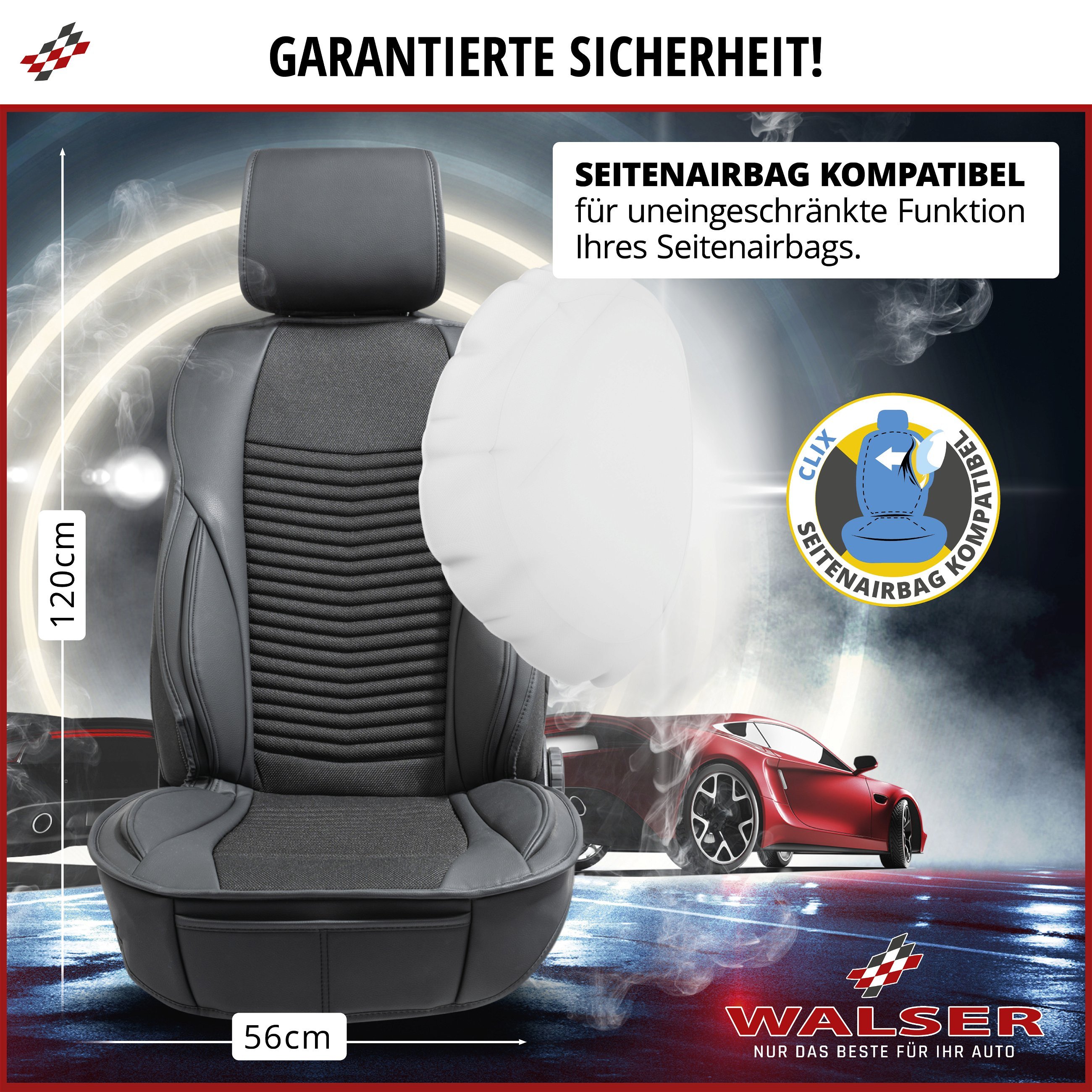 Walser Sitzaufleger Comfortline Luxor, Universelle PKW Sitzauflage  Vordersitz, Schutzunterlage-Autositz, Sitzschoner mit Seitenwangen-Schutz,  schwarz : : Auto & Motorrad