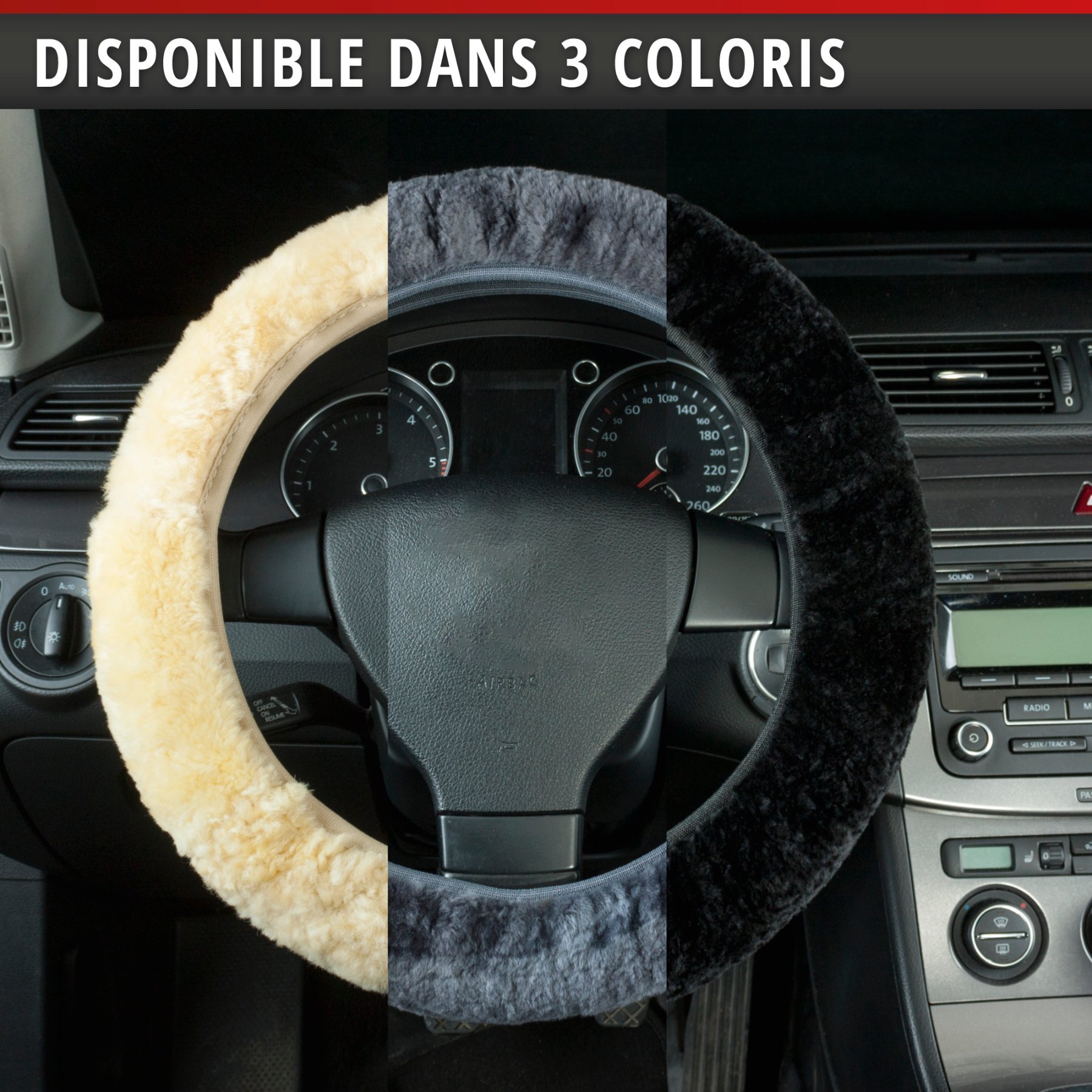 Housse de volant en peau d'agneau - Housse de volant en beige