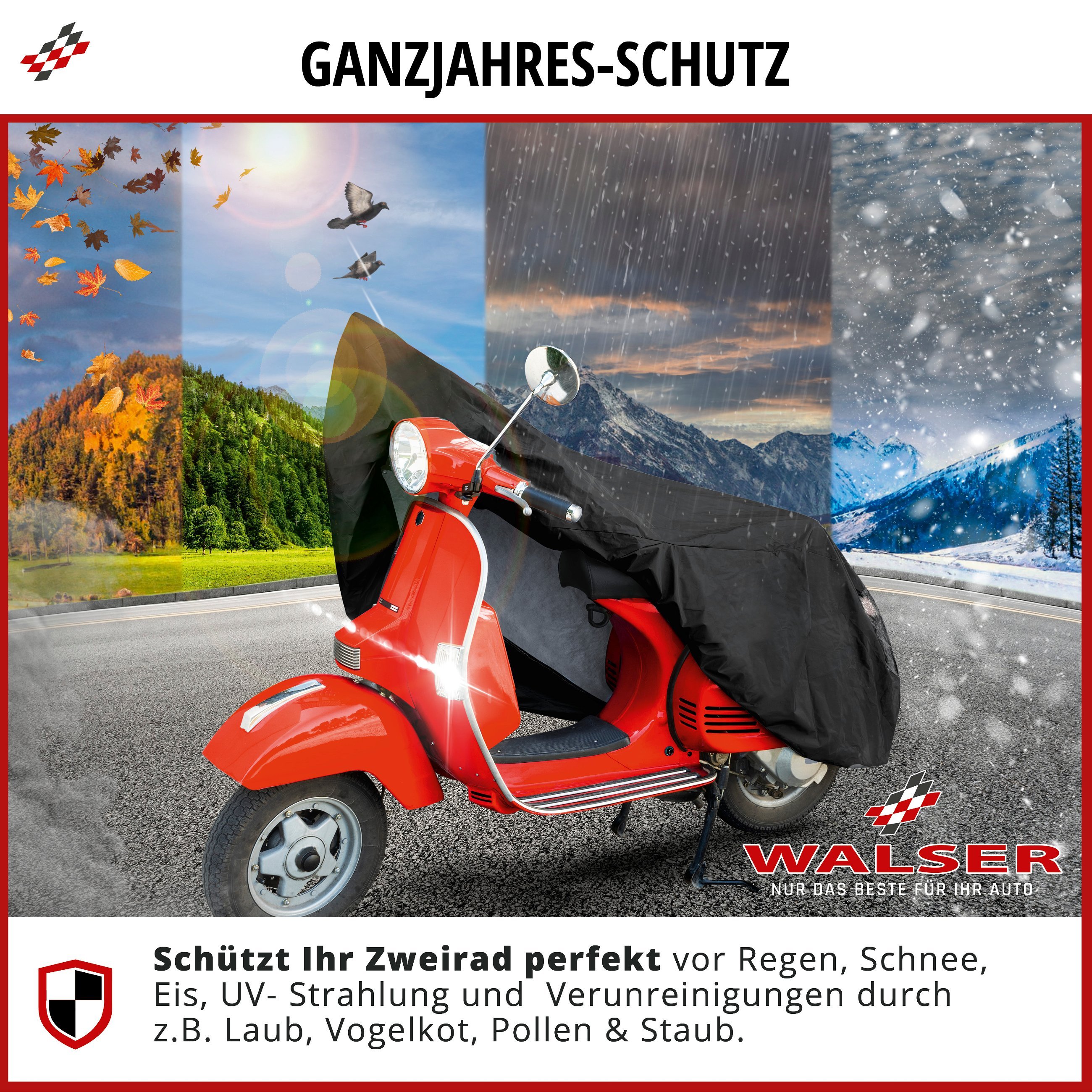 Motorrad Abdeckplane S, Vespa-Abdeckplane aus robustem PVC, Motorrad-Garage wasserdicht - 185x90x110 cm schwarz