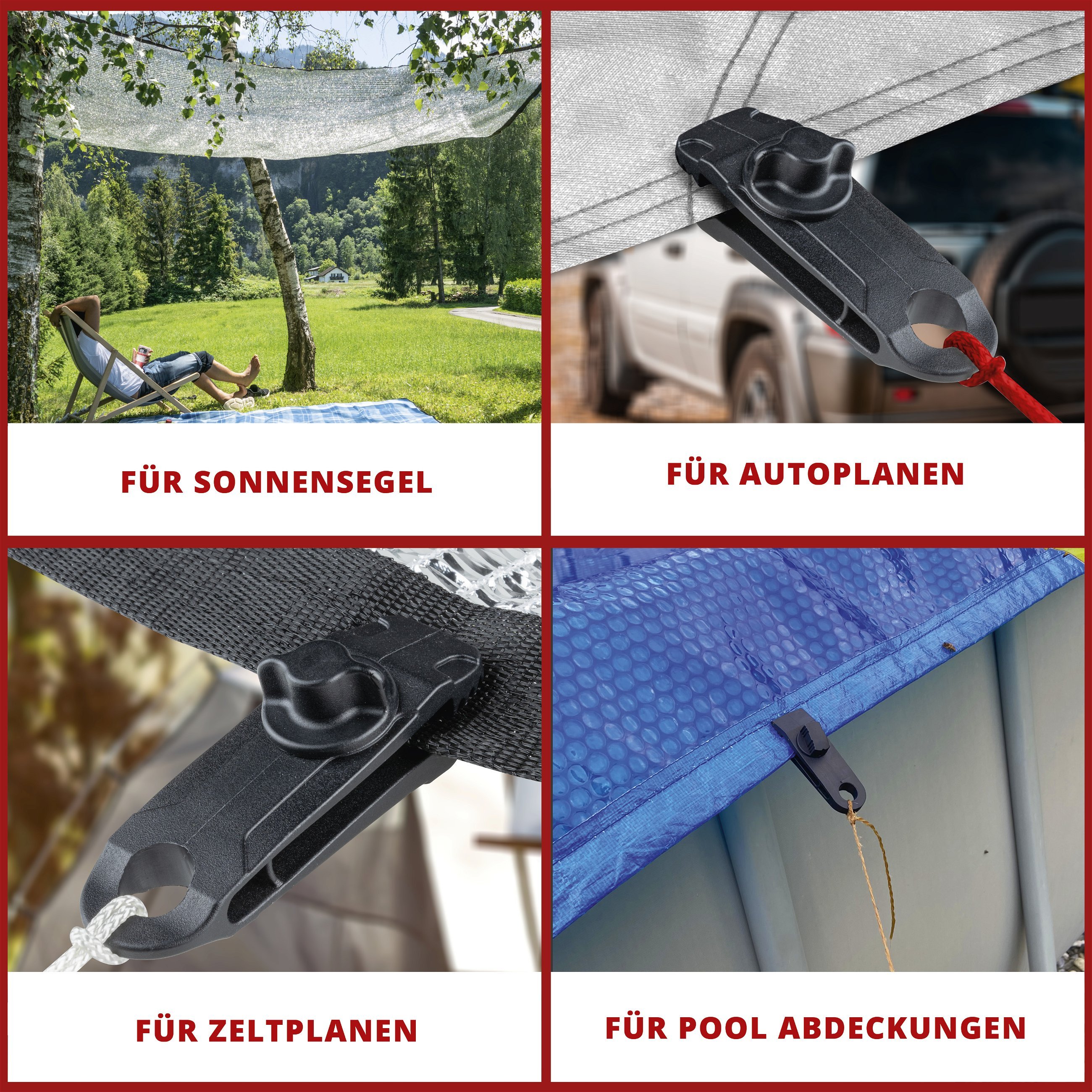 Schraubhalterung Fix It, Befestigungsklammern für Planen und Zelte, Schraubklammern 6 Stück