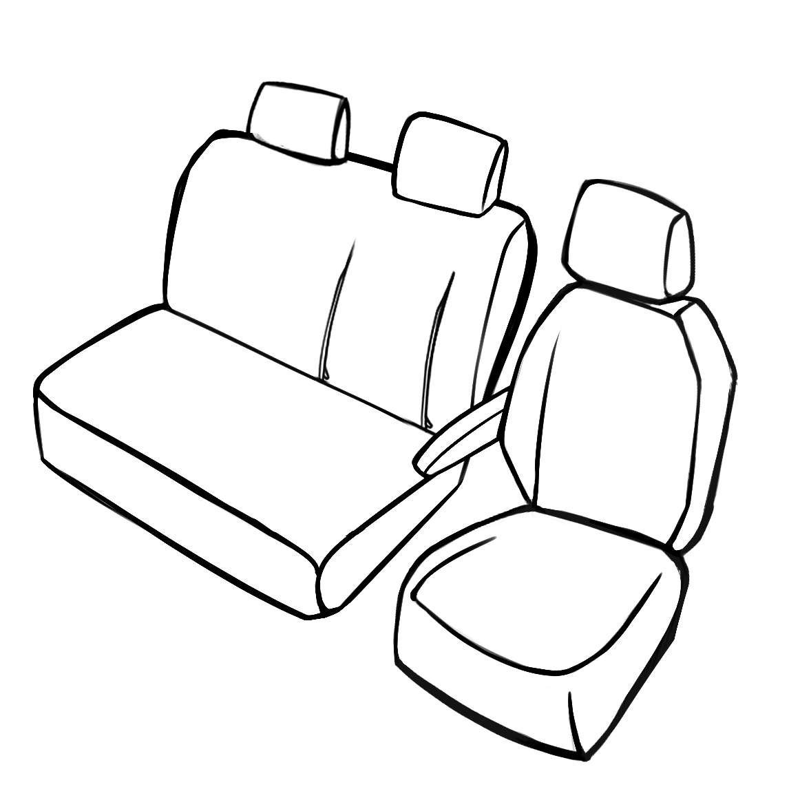 Passform Sitzbezug aus Stoff kompatibel mit Fiat Ducato, Einzelsitz Armlehne innen & Doppelbank