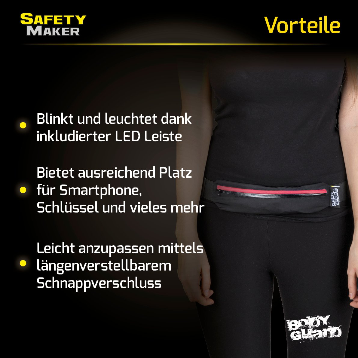 LED Gürteltasche schwarz rot