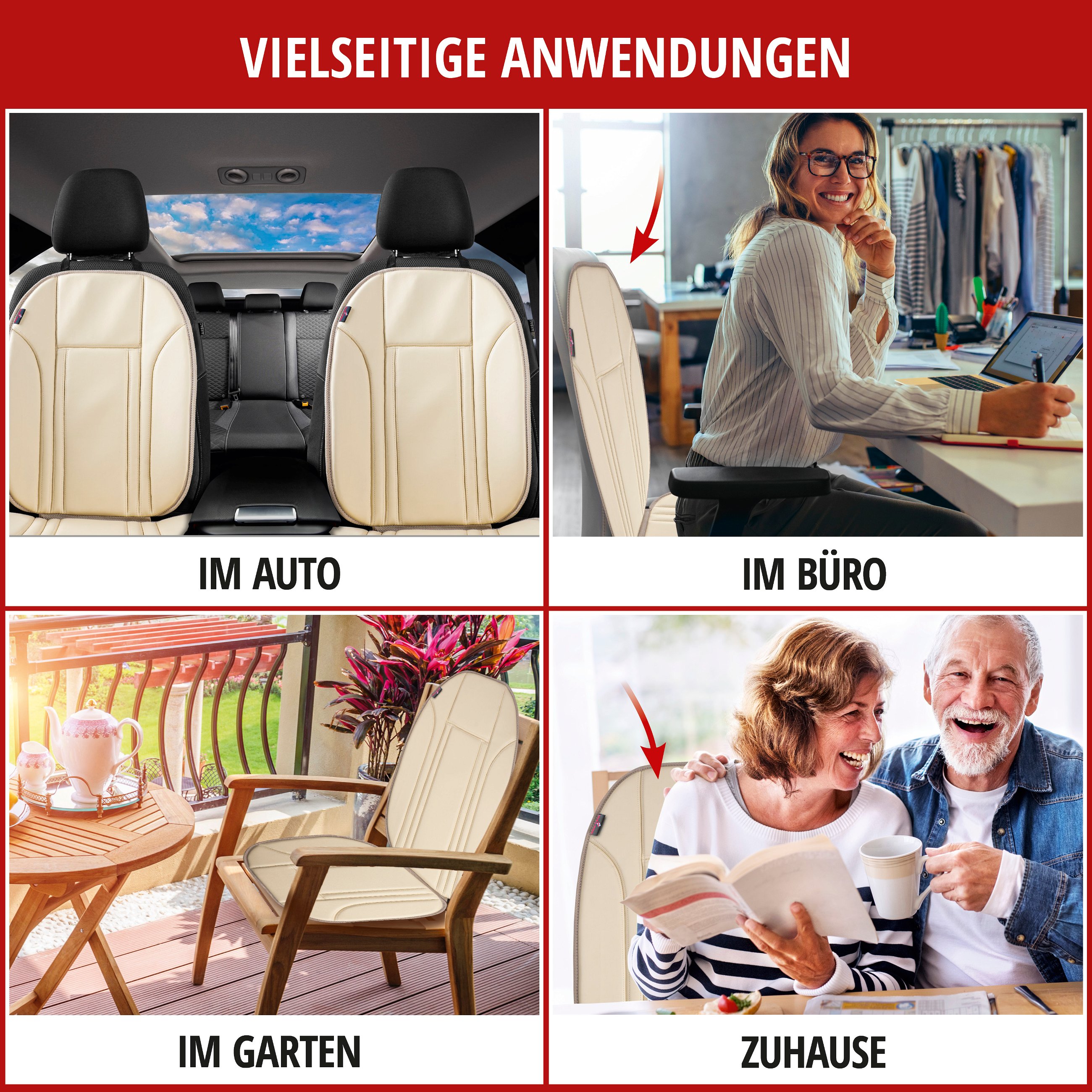 PKW Sitzauflage Ravenna, Auto-Sitzaufleger aus Kunstleder beige