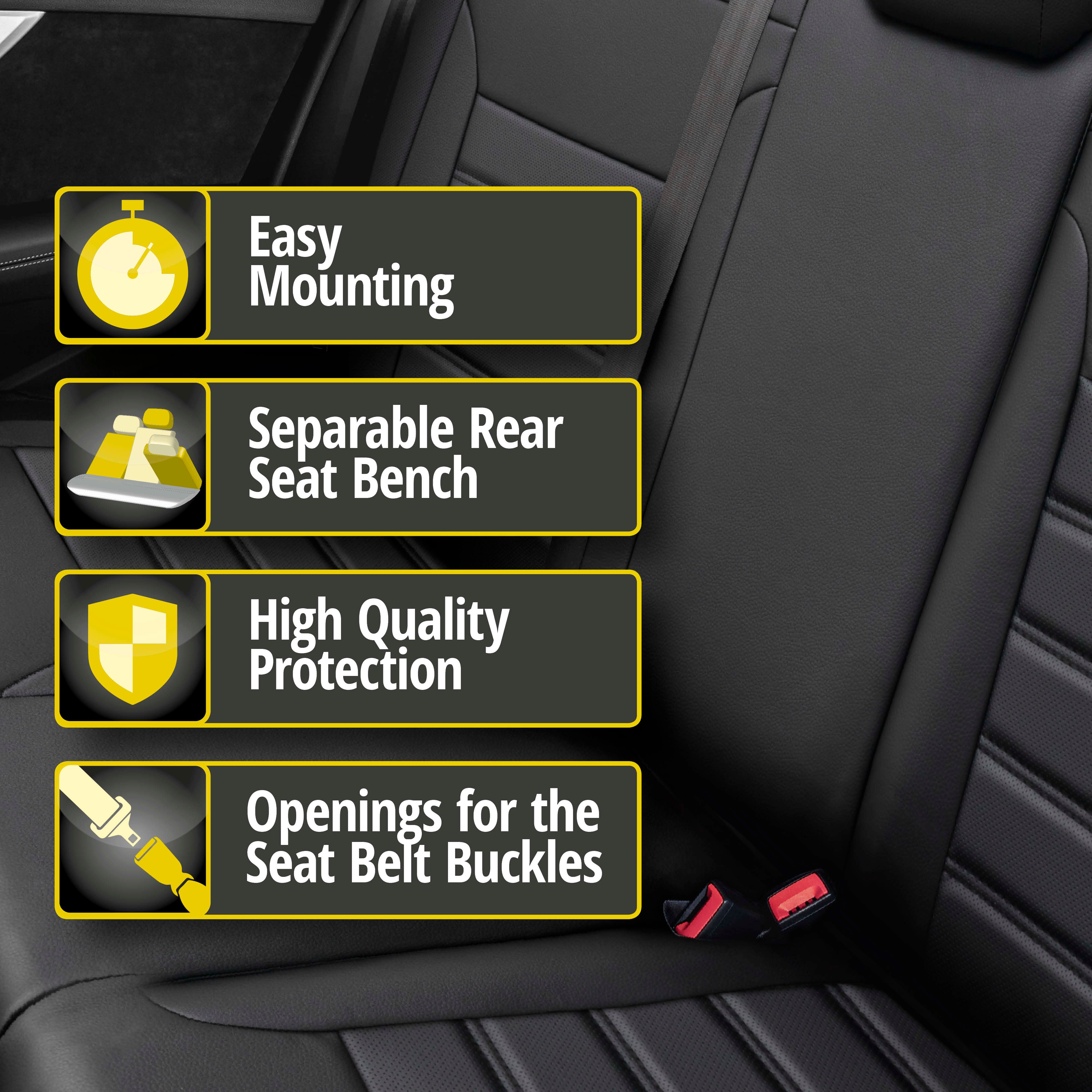Seat Cover Robusto for Fiat 500 (312) 07/2007-Today, 1 rear seat cover for normal seats