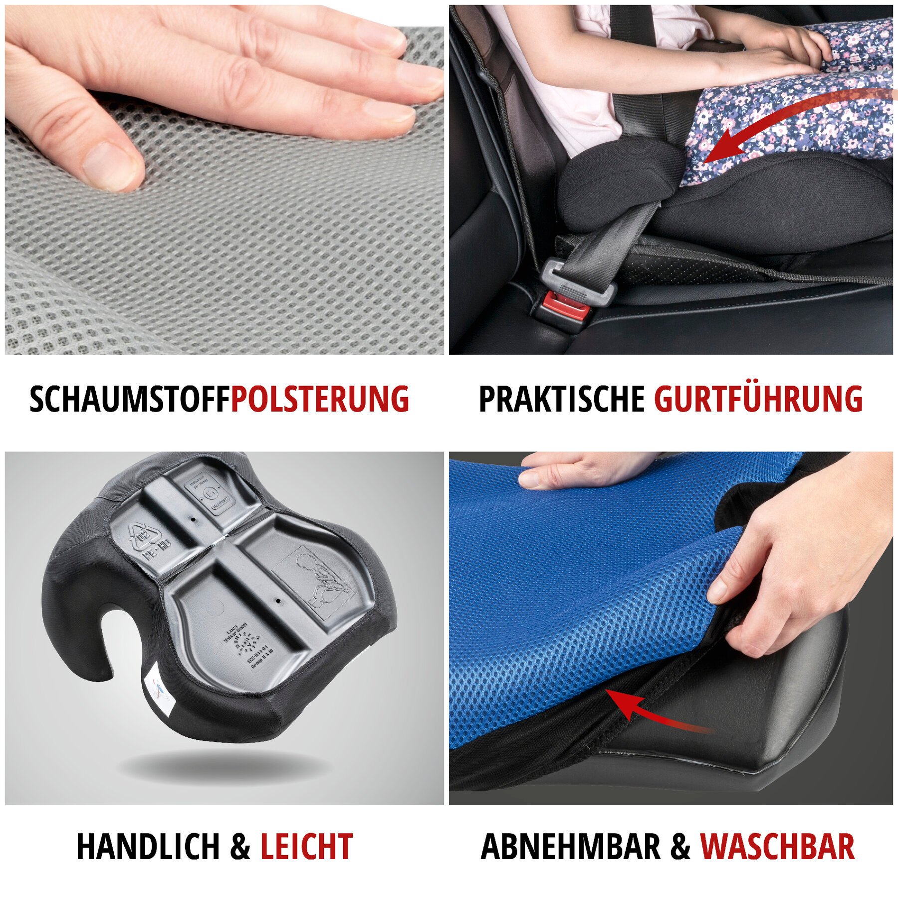 Kindersitzerhöhung Lino, Auto-Kindersitz ECE 44/04 geprüft schwarz/blau