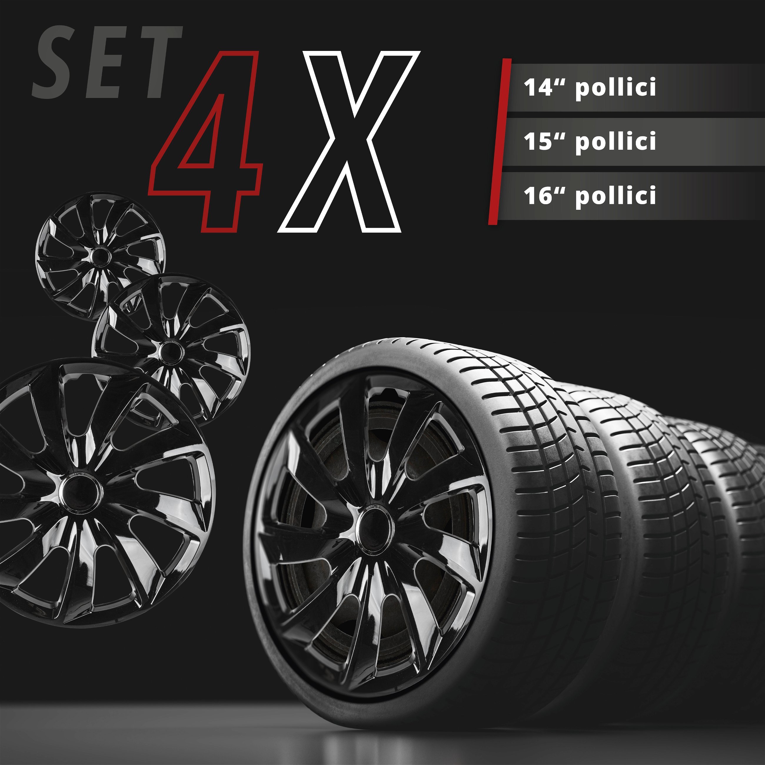 Copricerchi Turbine 14", 4 pezzo nero