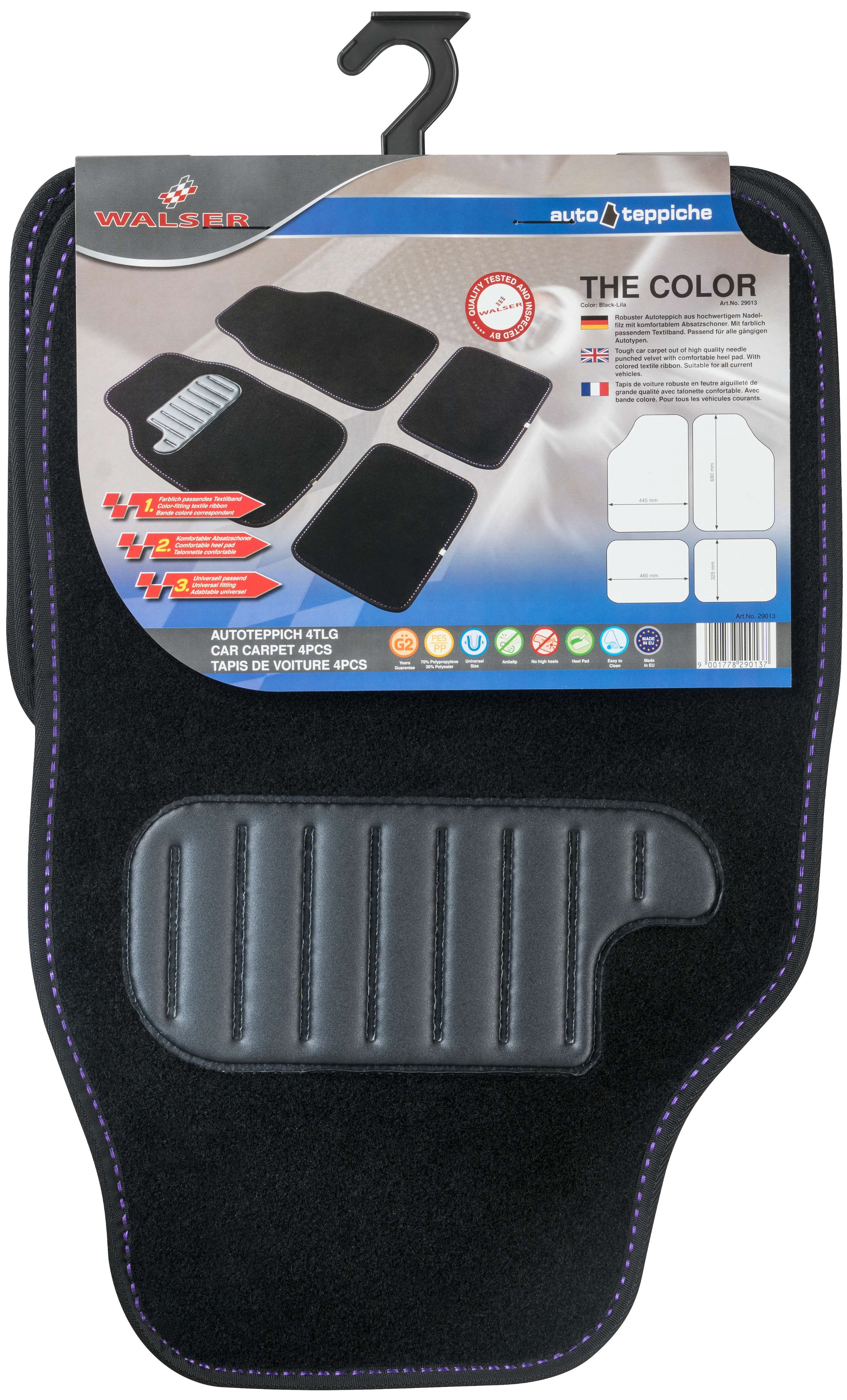 Auto-Teppich The Color, Universal Fußmatten-Set 4-teilig schwarz/lila
