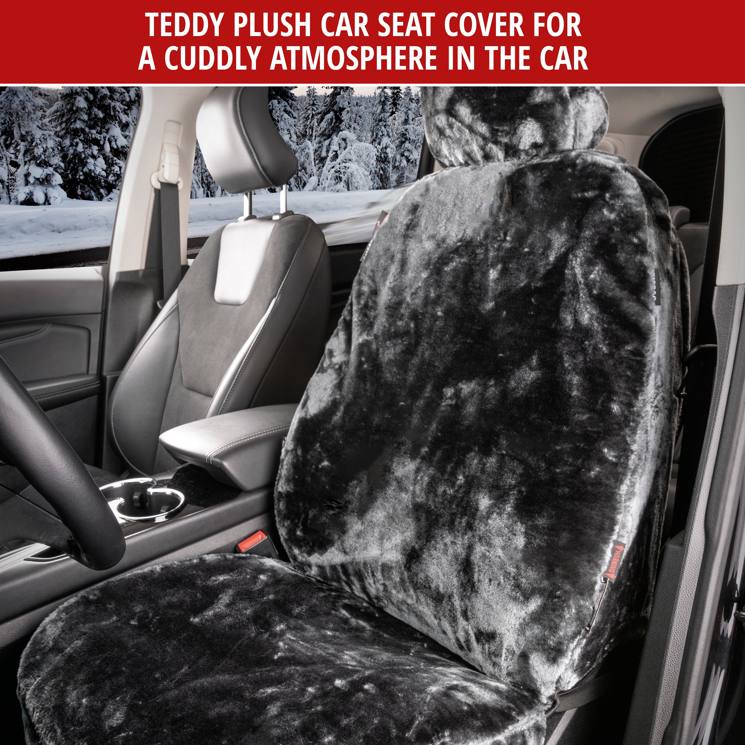 Car seat cover Teddy faux fur vegan anthracite