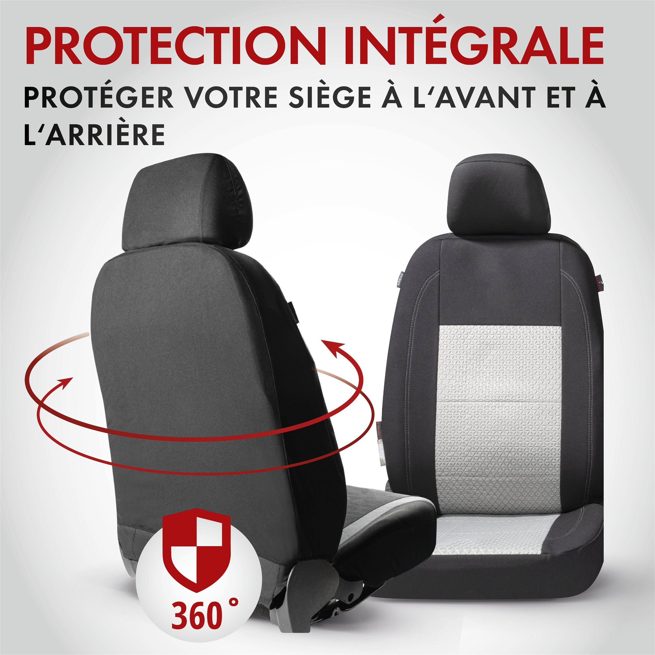 ZIPP IT Premium Housse de sièges Avignon pour deux sièges avant avec système de fermeture éclair noir/argent
