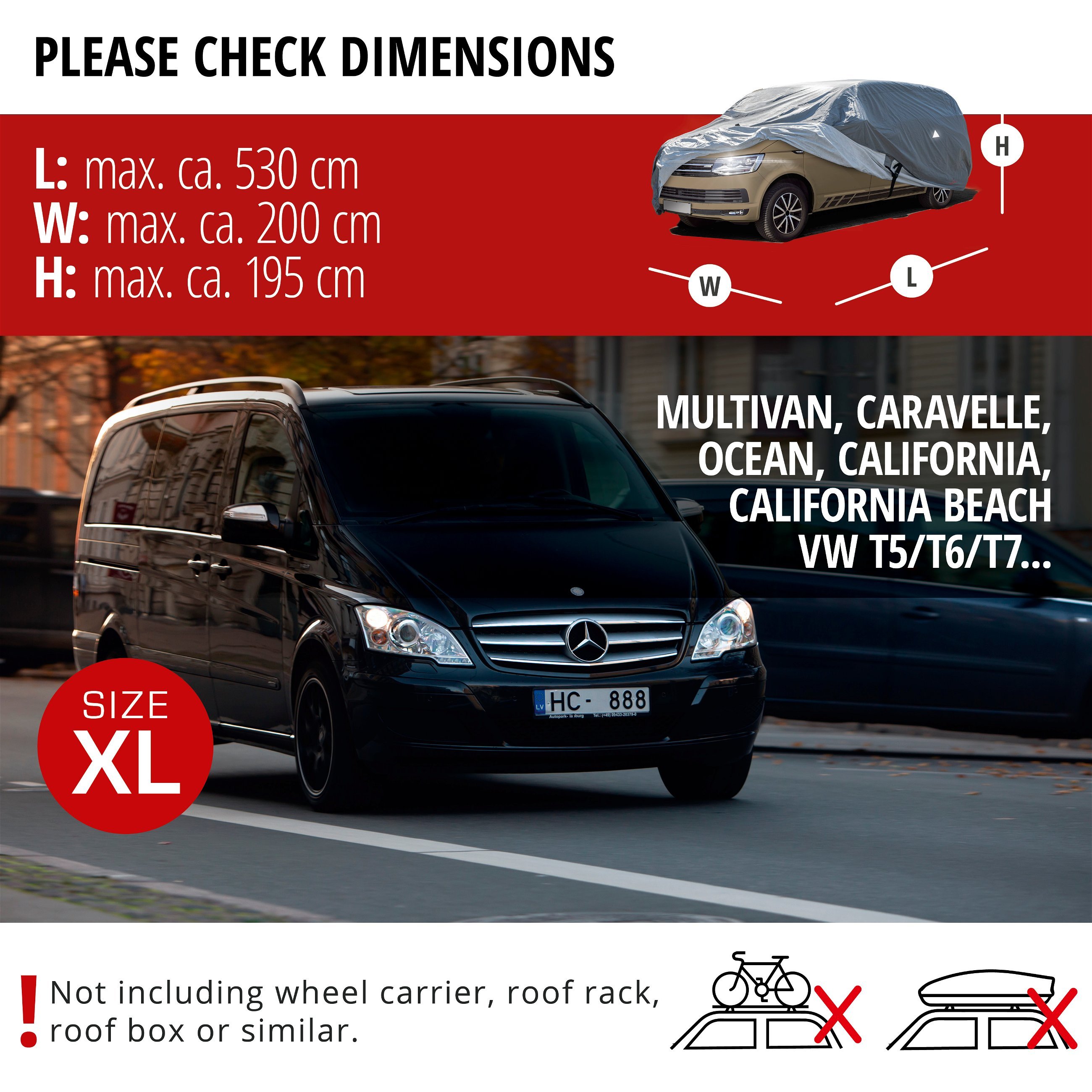 Car tarpaulin All Weather Plus, Van cover size XL, long wheelbase