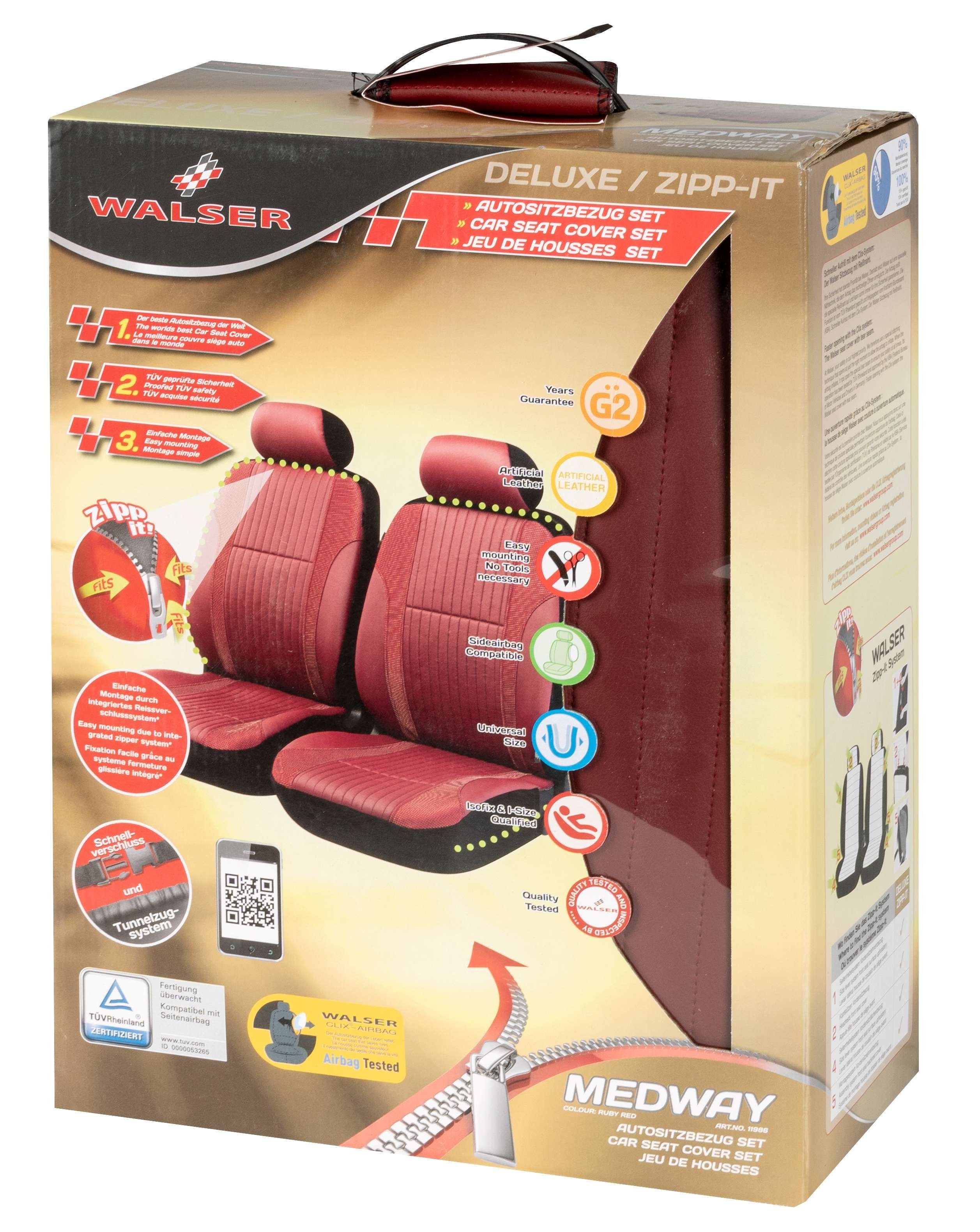 ZIPP IT Deluxe Medway car Seat covers in imitation leather for two front seats with zipper system
