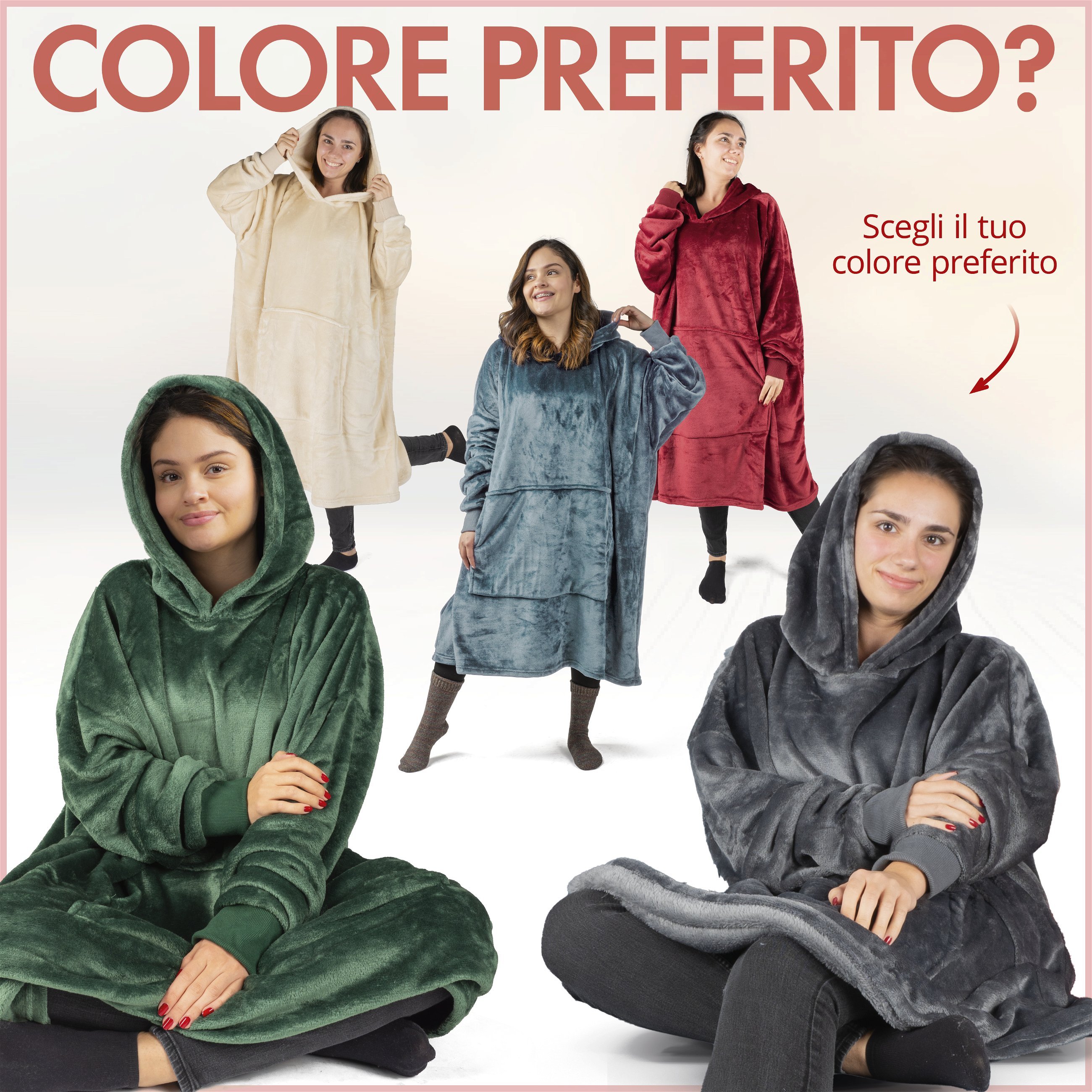 Maglione Snuggle, coperta con cappuccio Snuggle, felpa con cappuccio oversize donna, felpa con cappuccio uomo, felpa con cappuccio 104x102 cm rosso granato