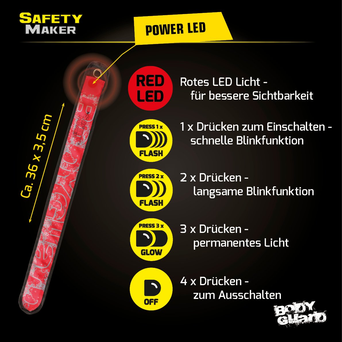 LED Klackband, leuchtendes Slap Wrap rot