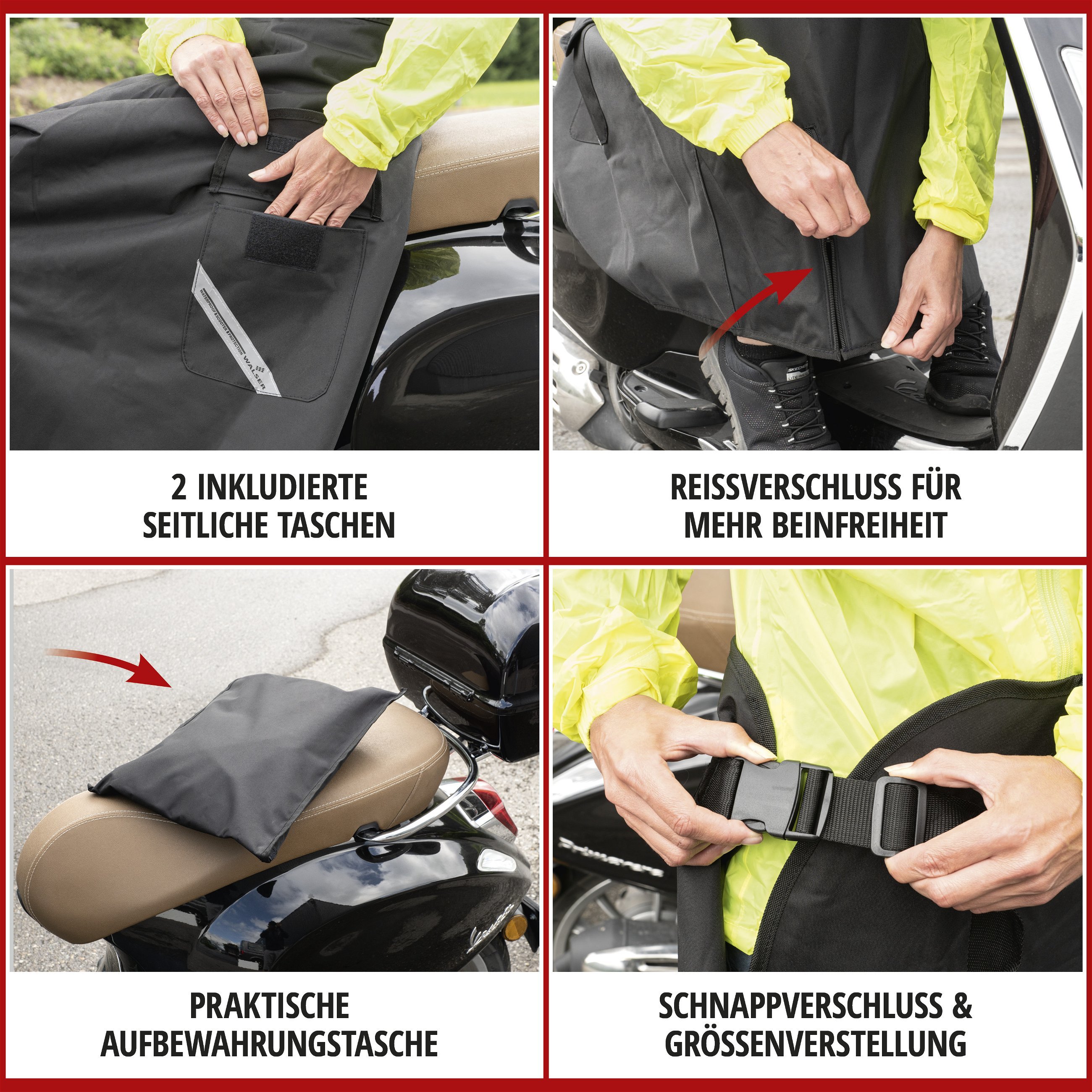 Roller-Nässeschutz, wasserdichter Regenschutz-Moped, Scooter-Nässeschutz schwarz