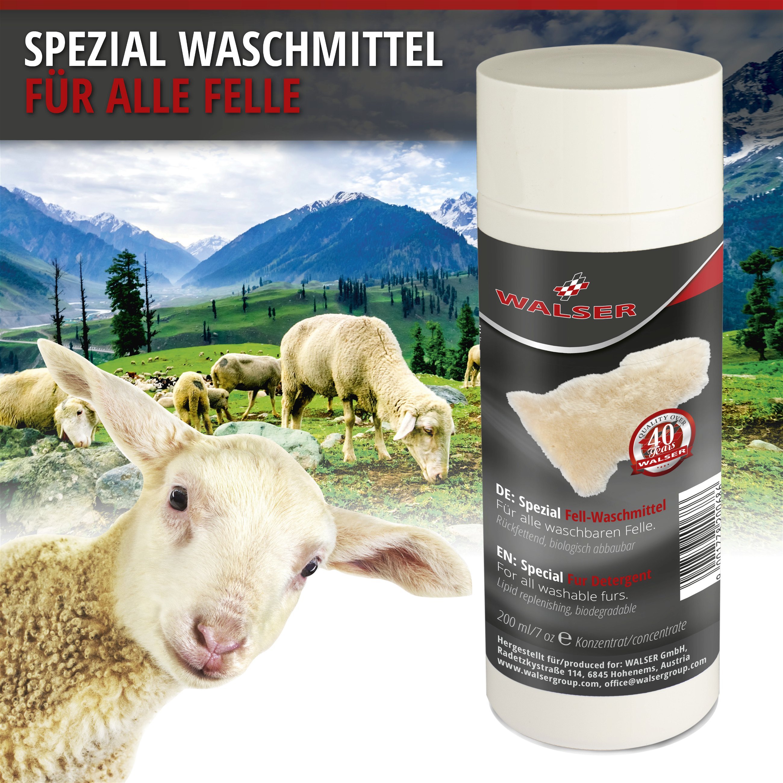 Spezial Waschmittel für Lammfellprodukte, Lammfell-Waschmittel, Fell-Waschmittel 200ml