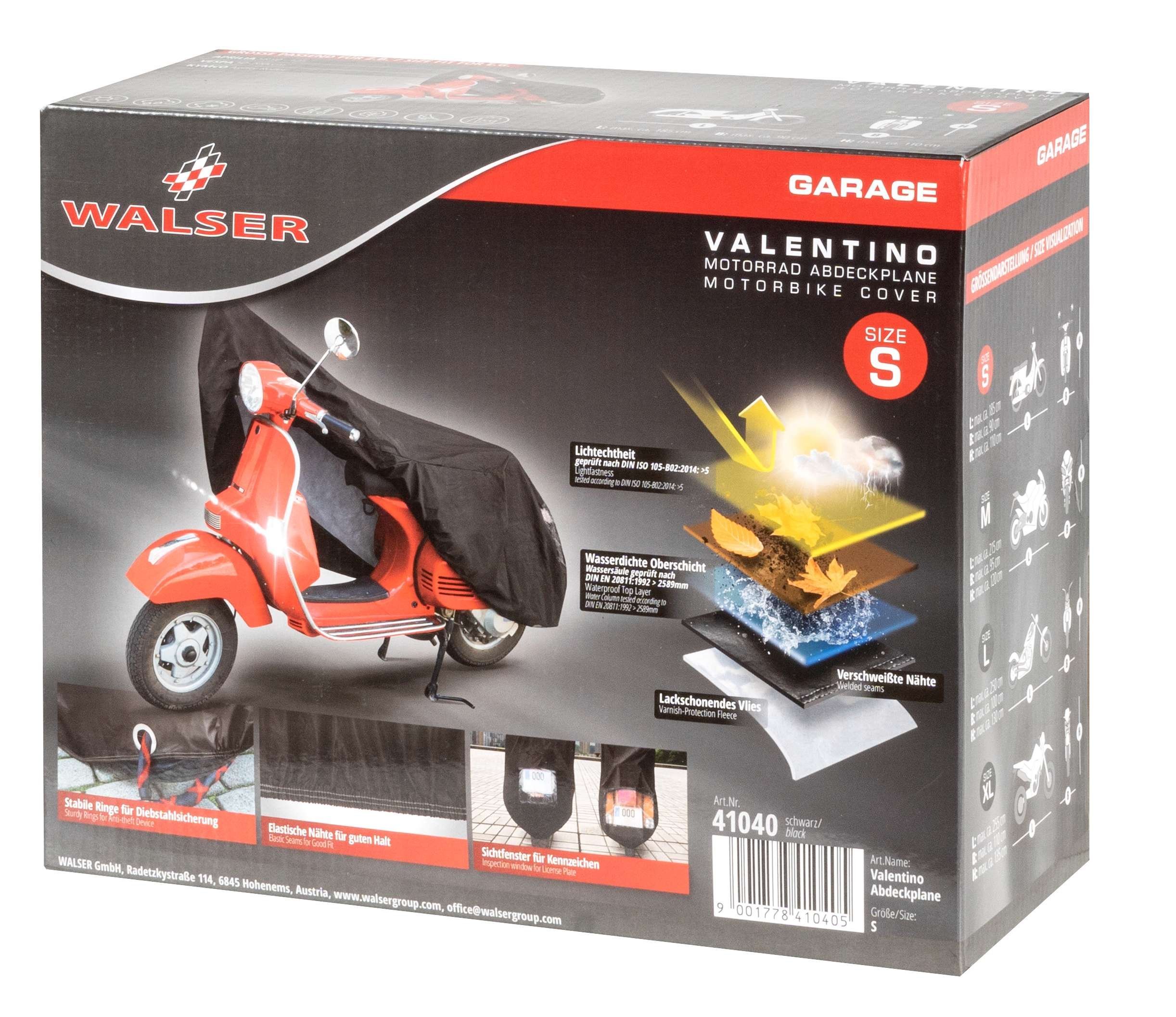 Motorrad Abdeckplane S, Vespa-Abdeckplane aus robustem PVC, Motorrad-Garage wasserdicht - 185x90x110 cm schwarz