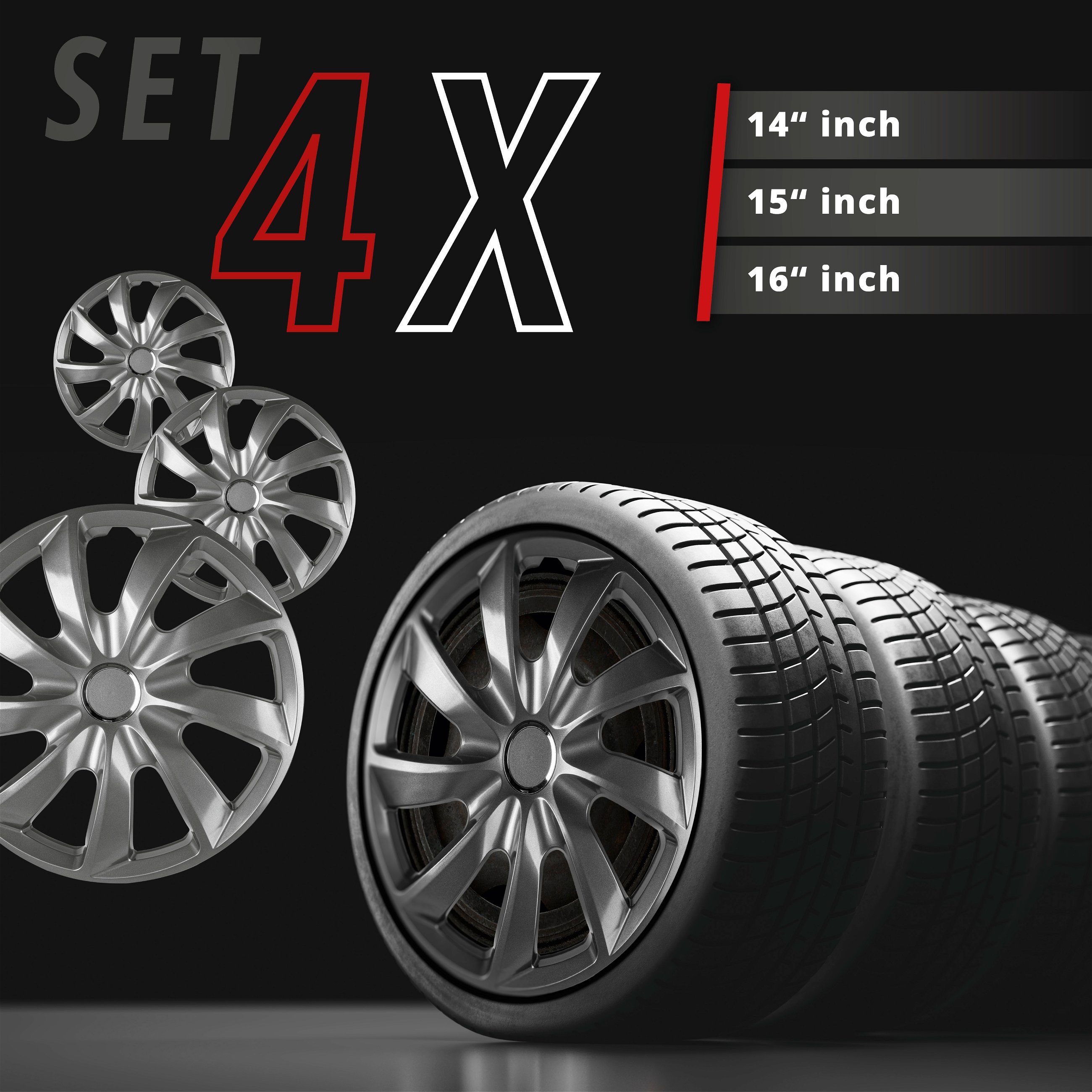 Wheel covers Turbine 16", 4 piece graphite
