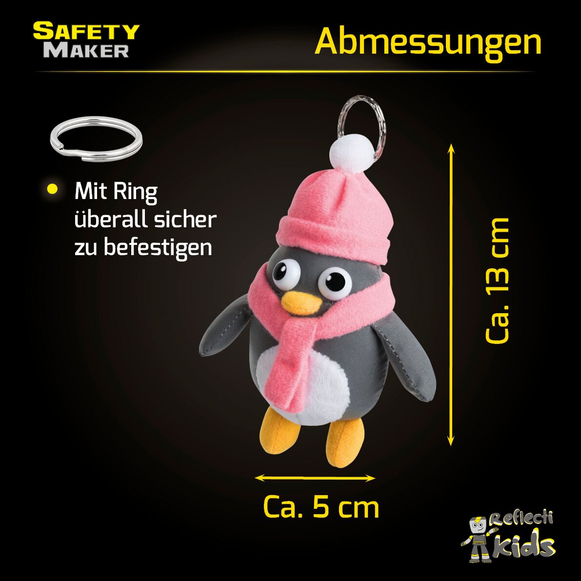 Soft Anhänger Pingu aus reflektierendem Material silber