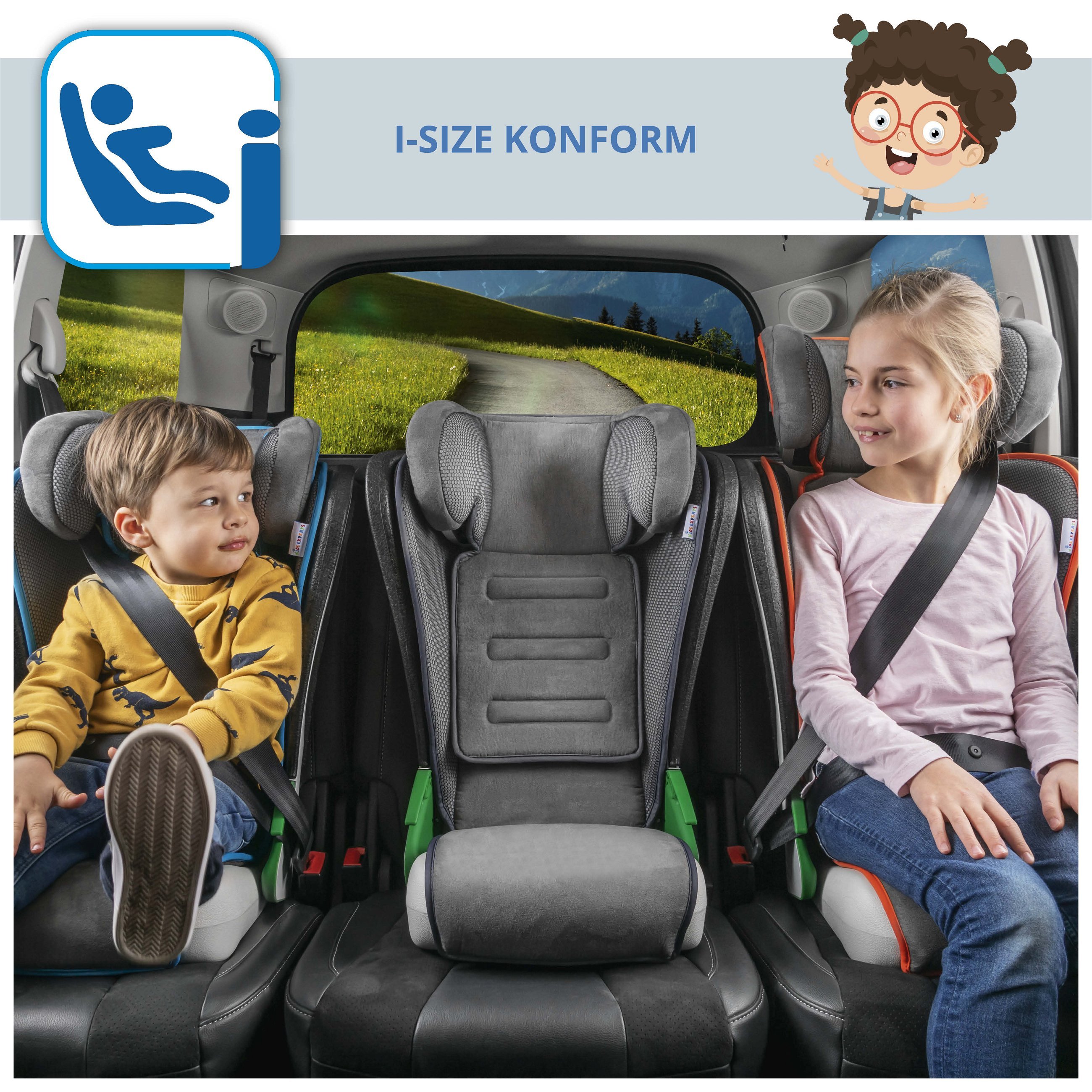 Kindersitz Noemi, klappbarer Auto-Kindersitz ECE R129 geprüft Anthrazit/Blau