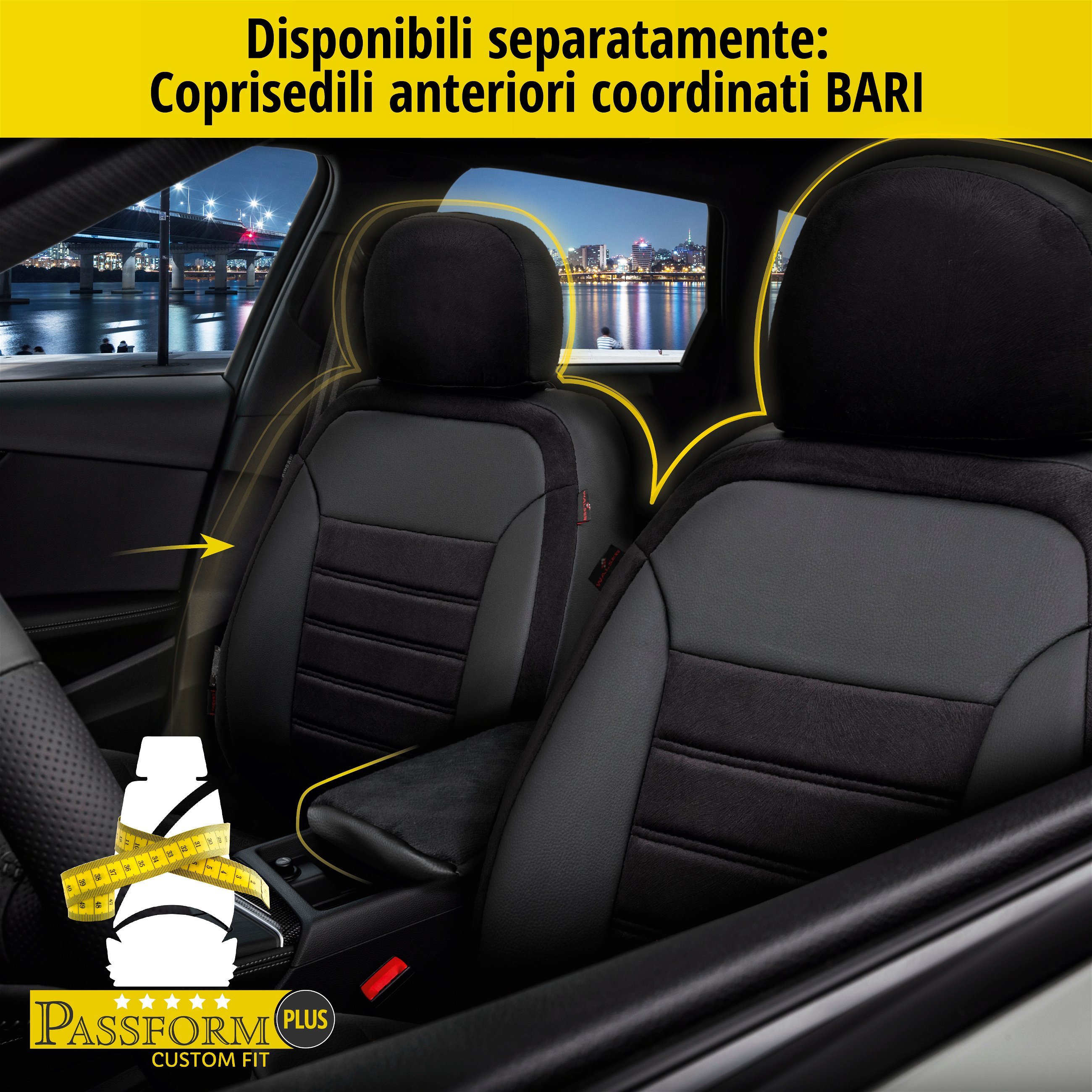 Coprisedili Bari per Audi A3 (8P1) 05/2003-12/2013, 1 coprisedili posteriore per sedili sportivi