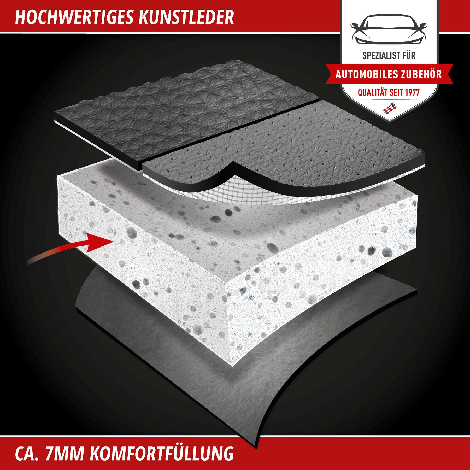 PKW Sitzauflage Rey, Auto-Sitzaufleger schwarz-grau