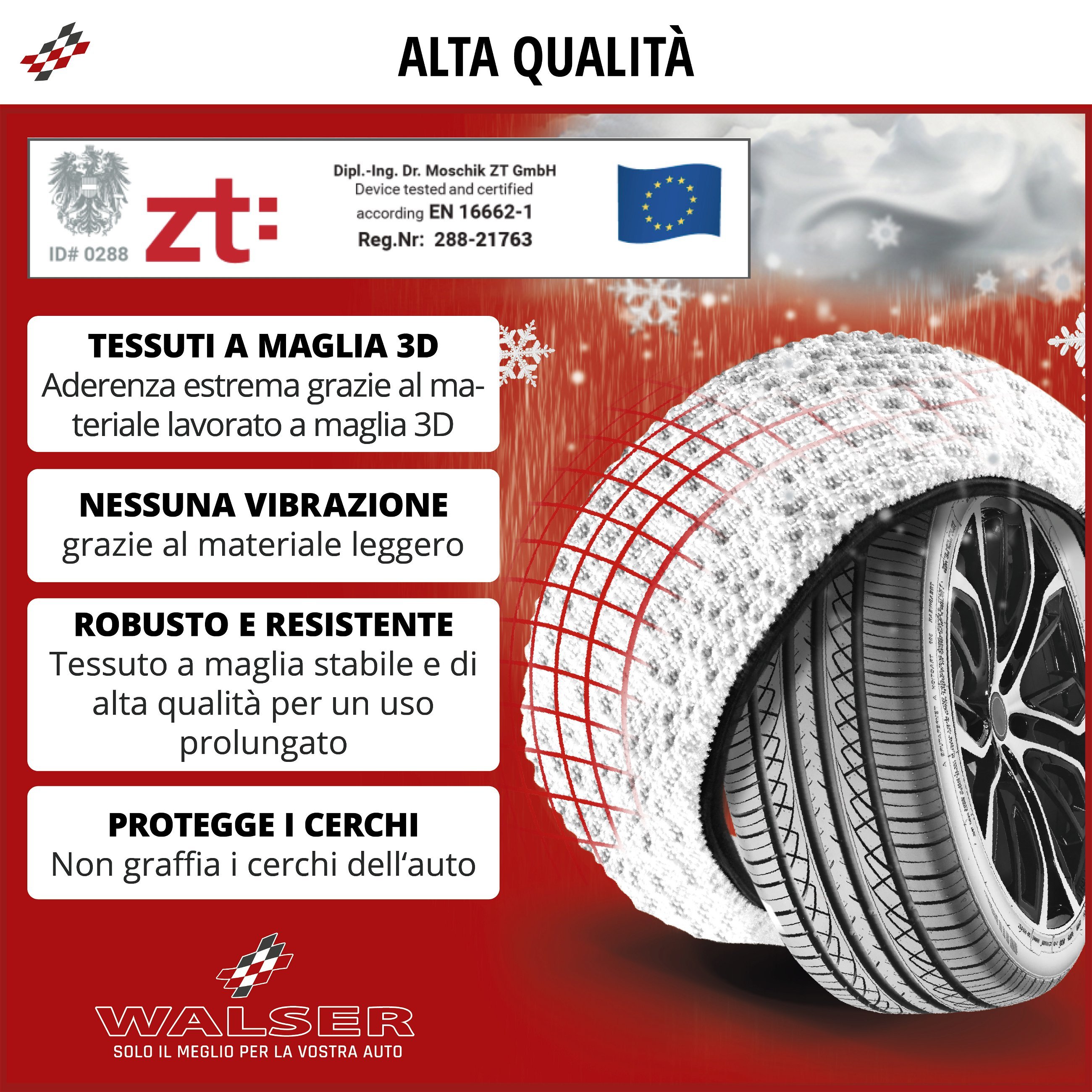 Catene da neve Premium Alternative Ultra Grip XL, catene da neve in tessuto, calze da neve Set di 2 bianco