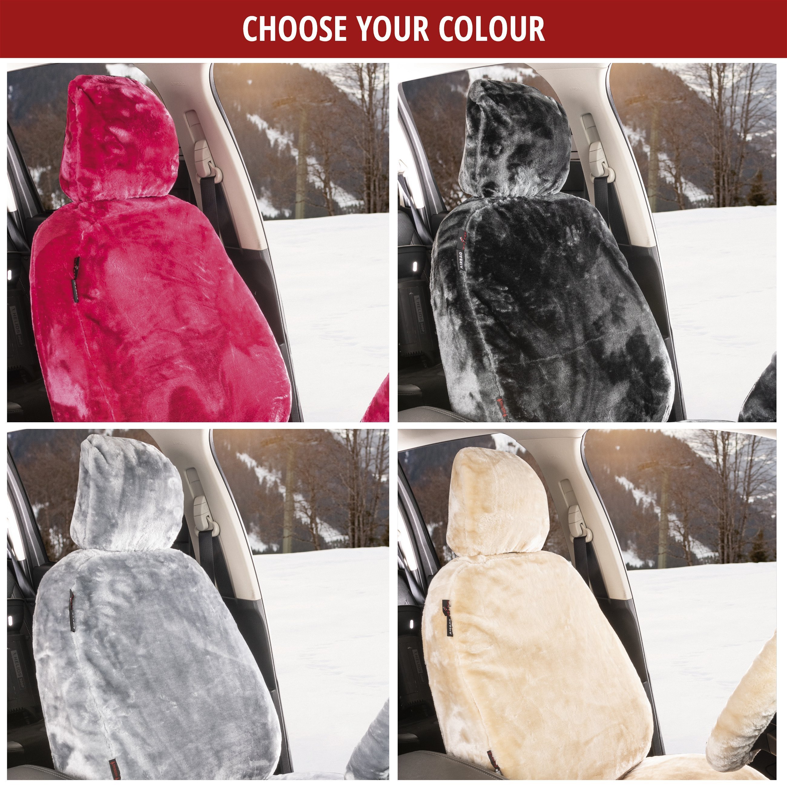 Car seat cover Teddy faux fur vegan pink