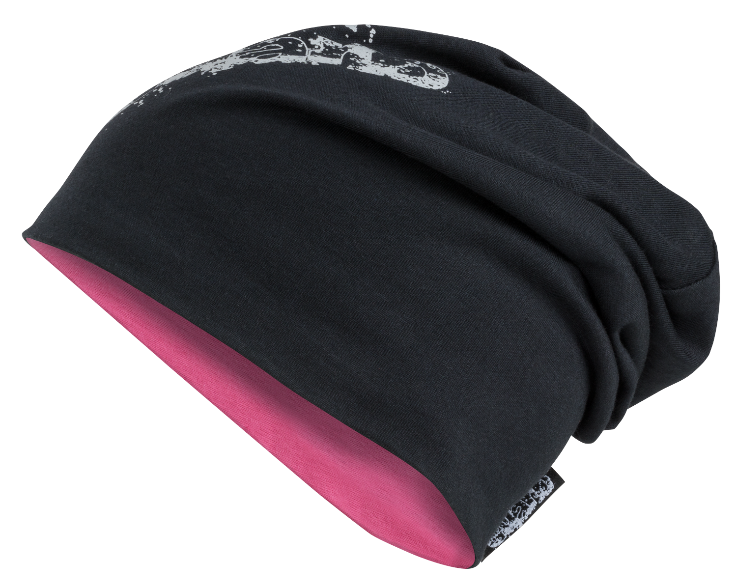 reversible beanie, cap, sports cap reflective pink-silver