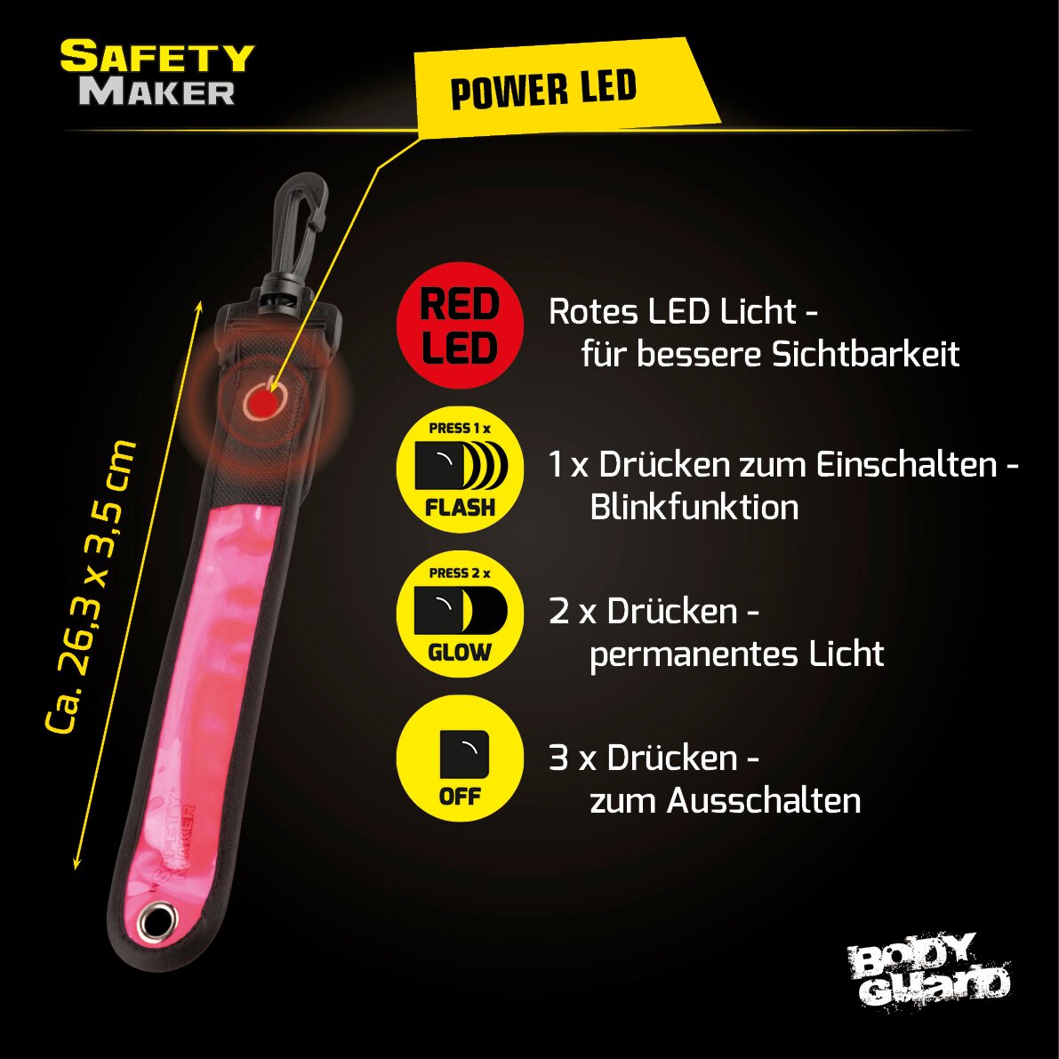 Twinkle LED Anhänger, Sicherheitsclip, Blinklicht pink