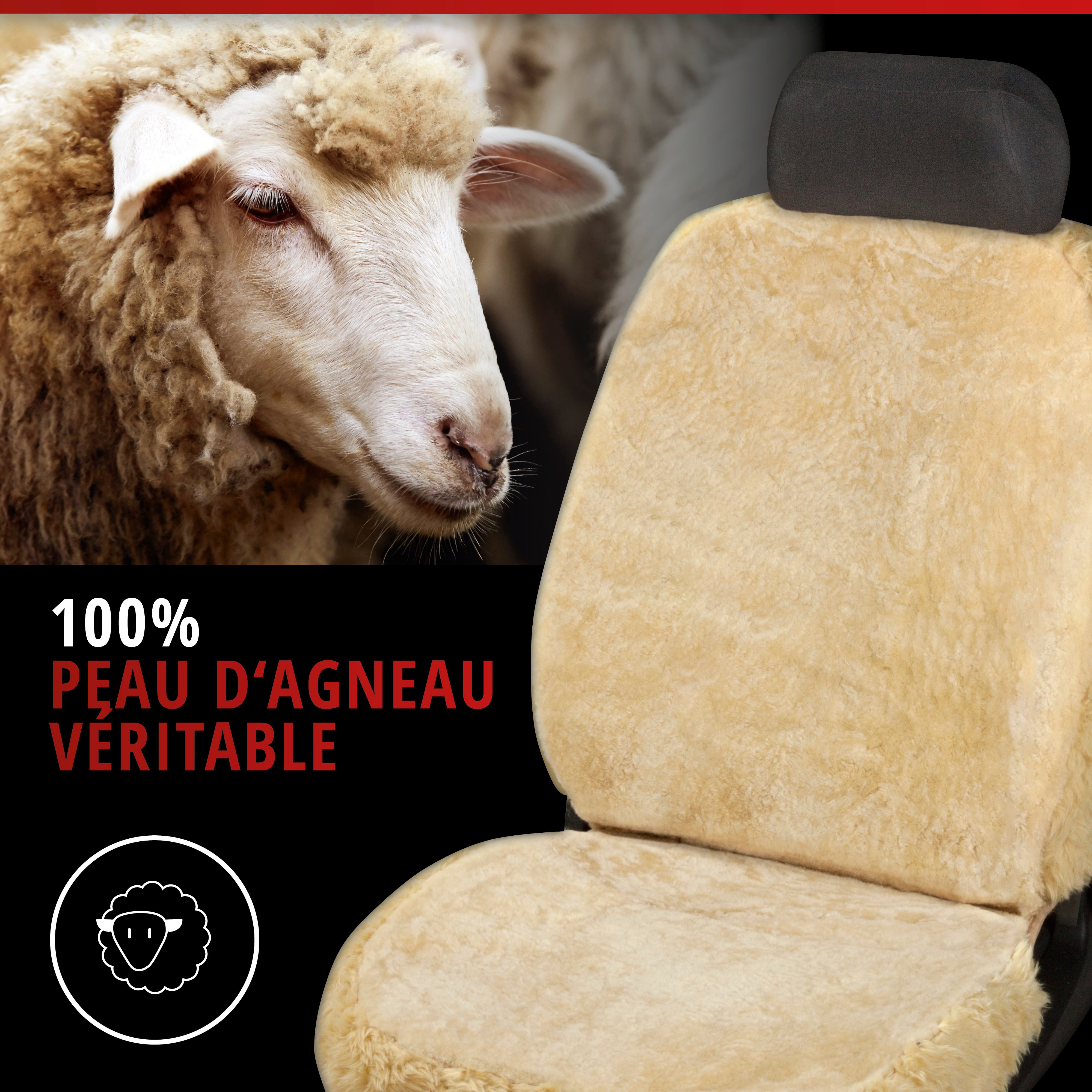 Housse de siège Nineve en agneau beige avec système informatique ZIPP