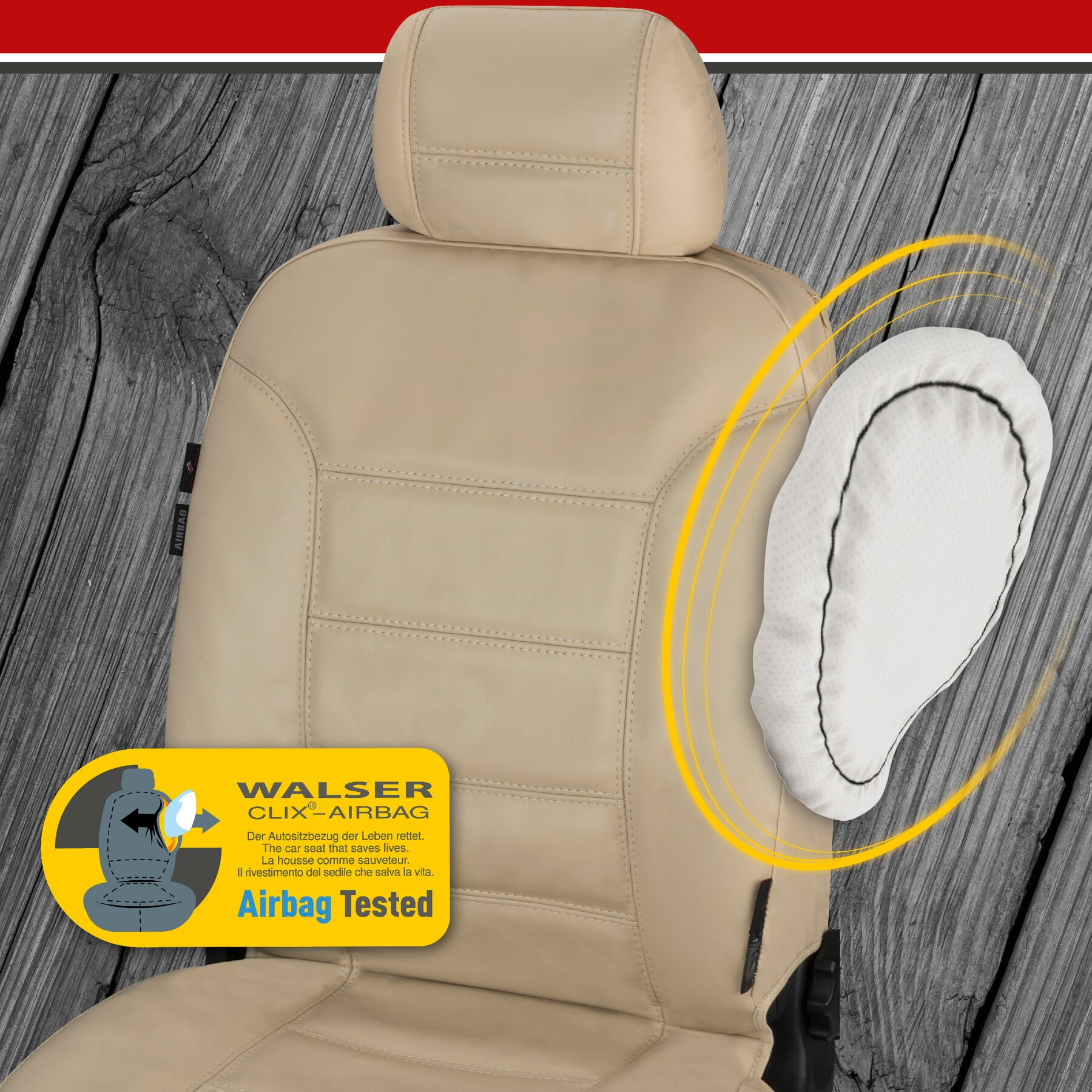 Car Seat cover Billy in real leather beige ZIPP-IT