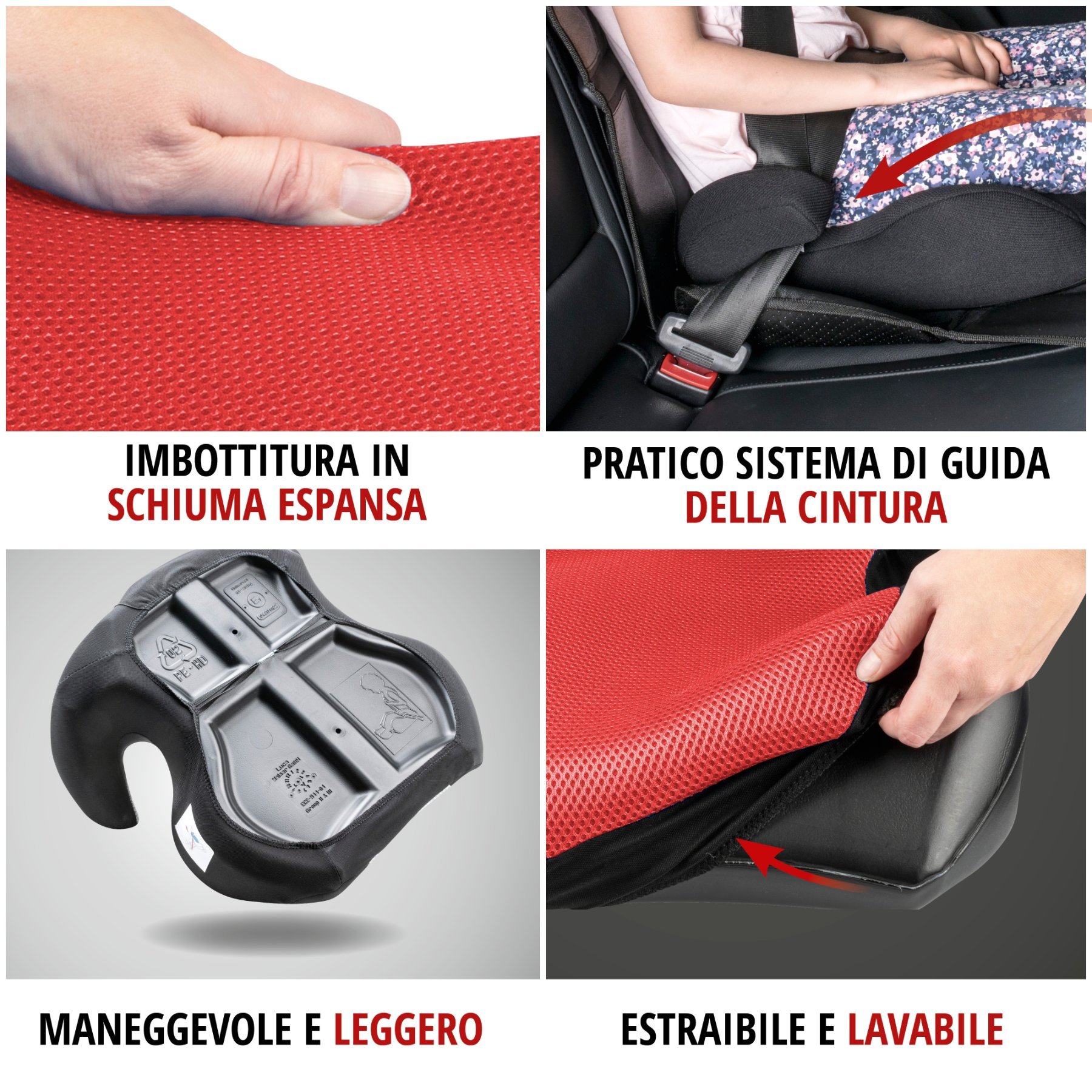 Rialzo per bambini Lino nero/rosso