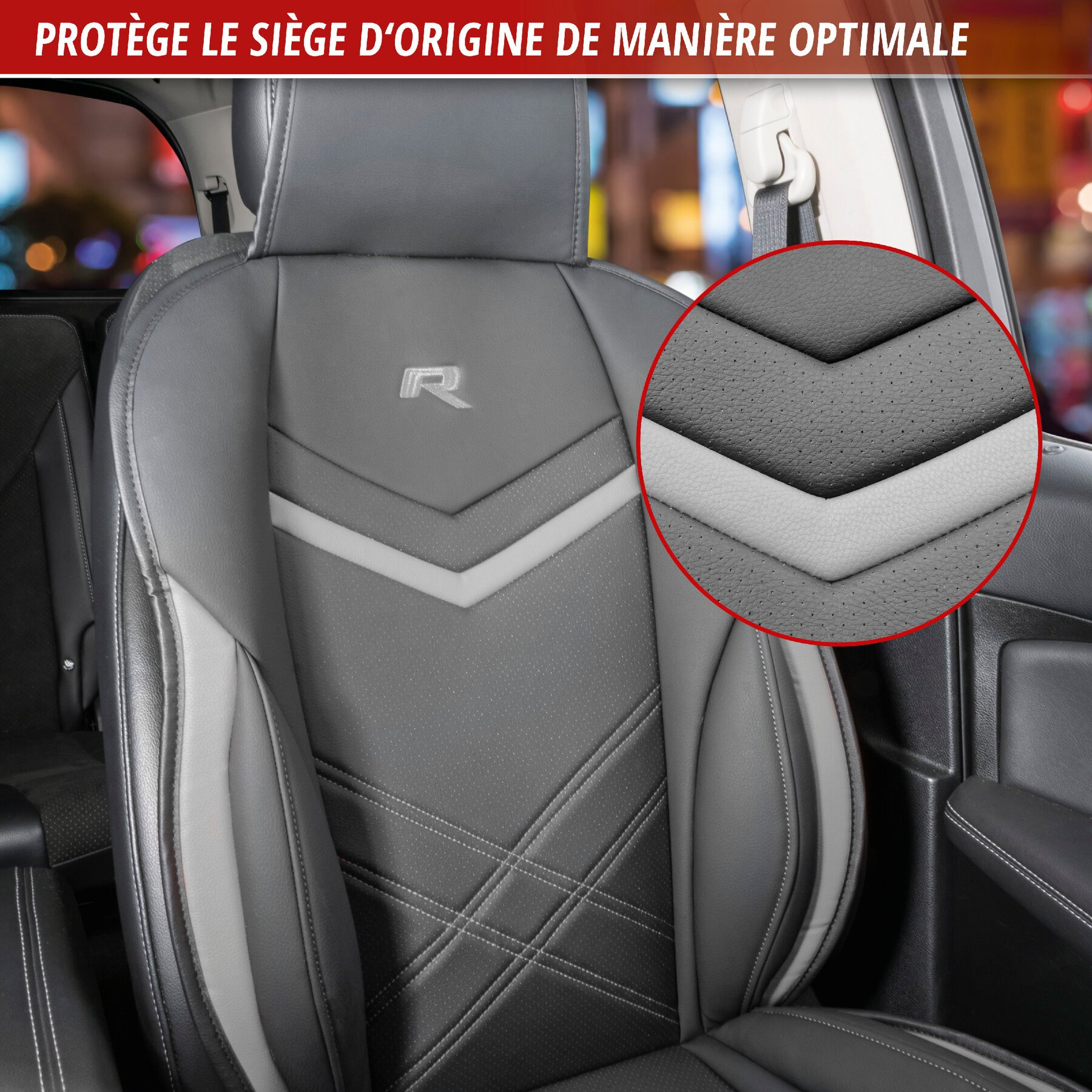 Couvre-siège auto Rey noir-gris