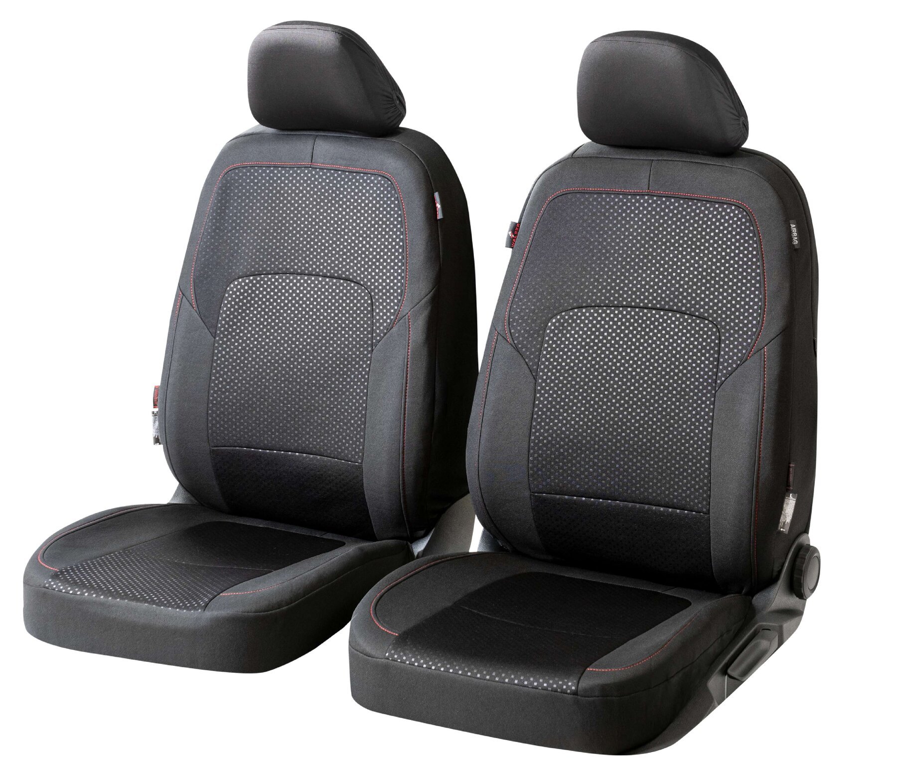 ZIPP IT Premium Car seat covers Logan for two front seats with zip-system black/red