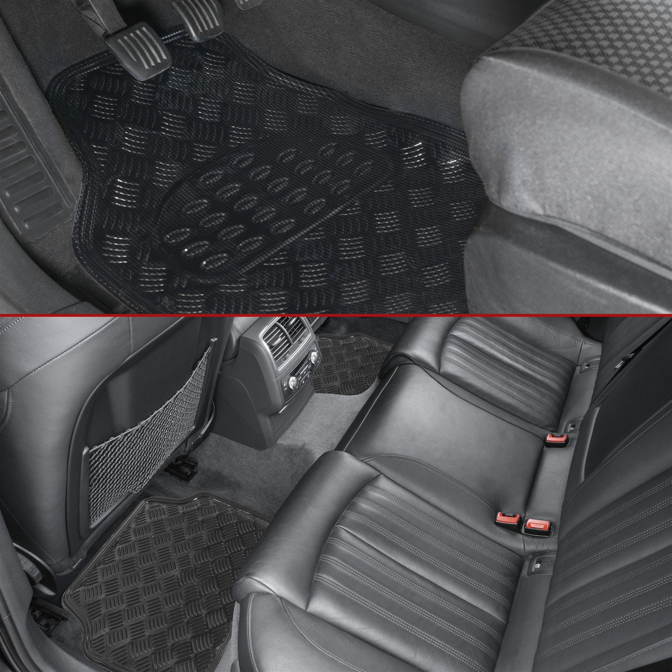 Car Rubber matss metallic checker plate look carbon maxi