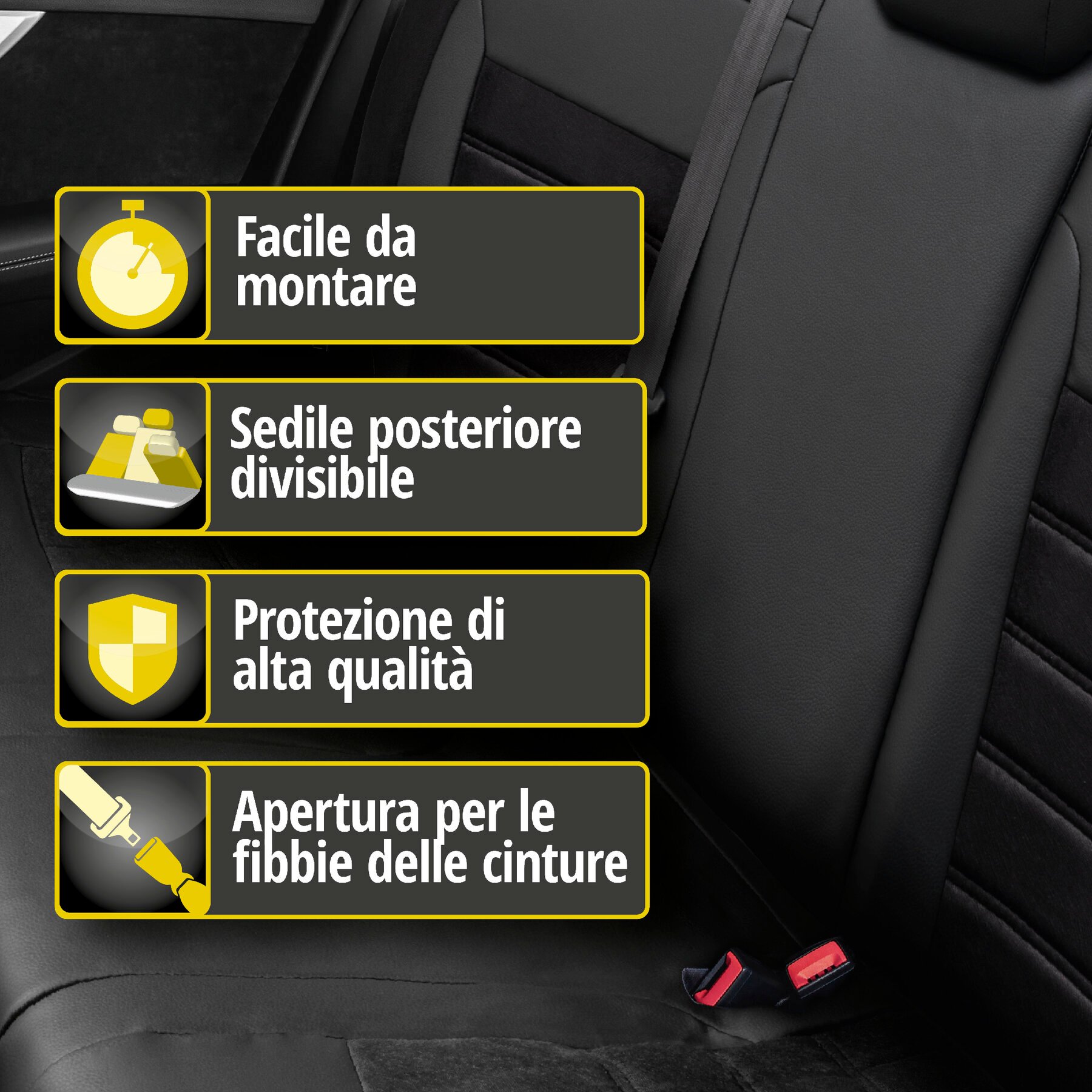 Coprisedili Bari per Audi A3 2012-Oggi, 1 coprisedili posteriore per sedili sportivi